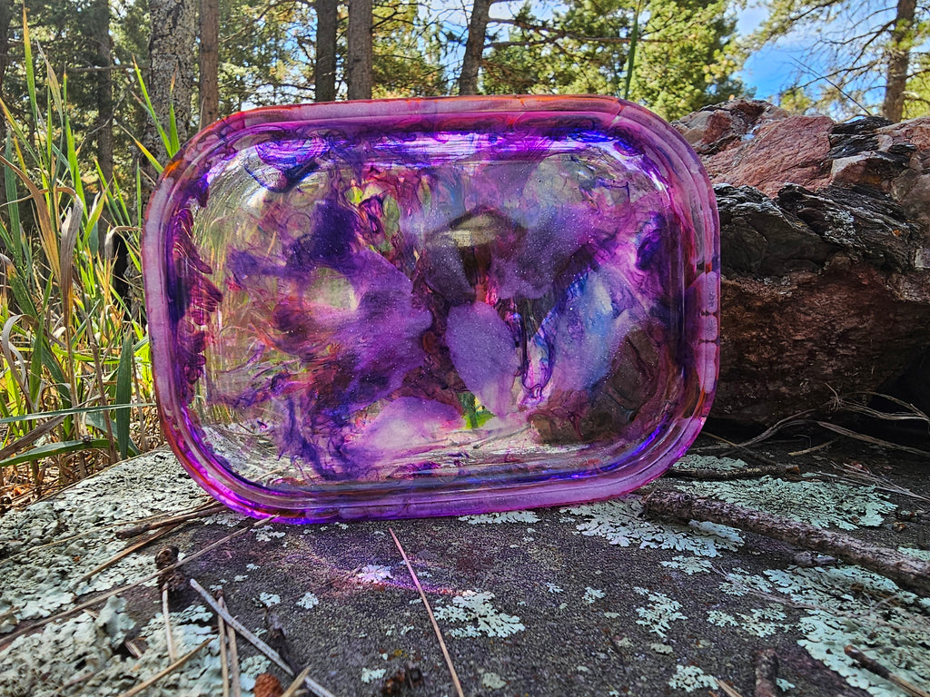 Epoxy Resin Translucent Purple Swirl Tray