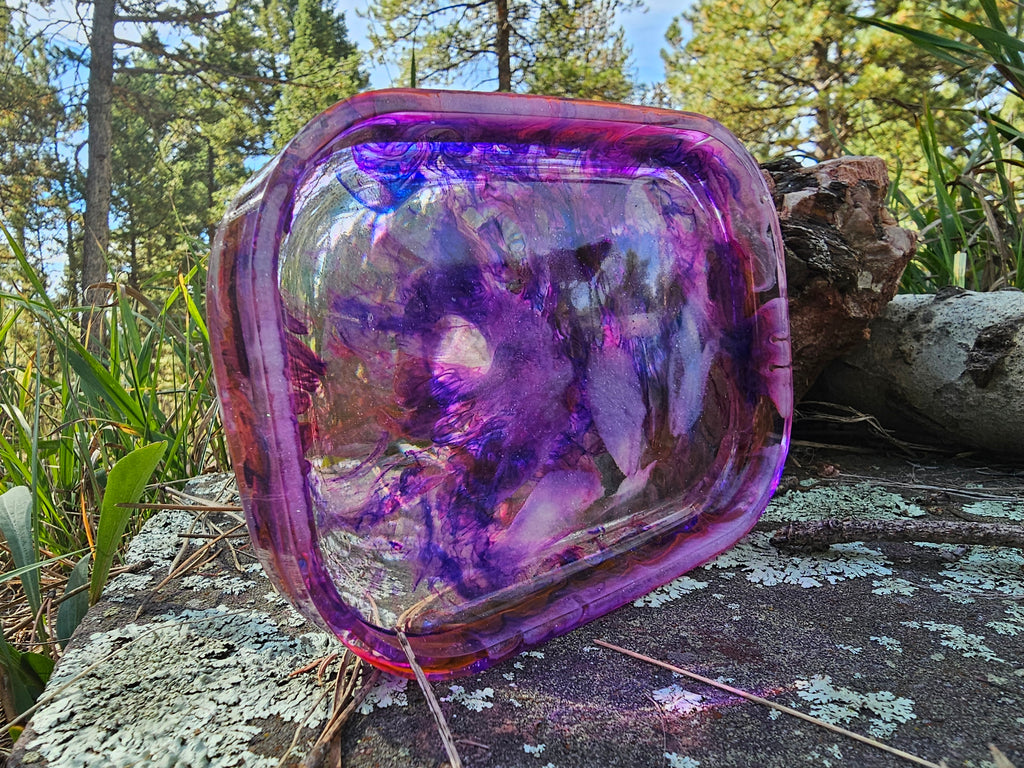 Epoxy Resin Translucent Purple Swirl Tray