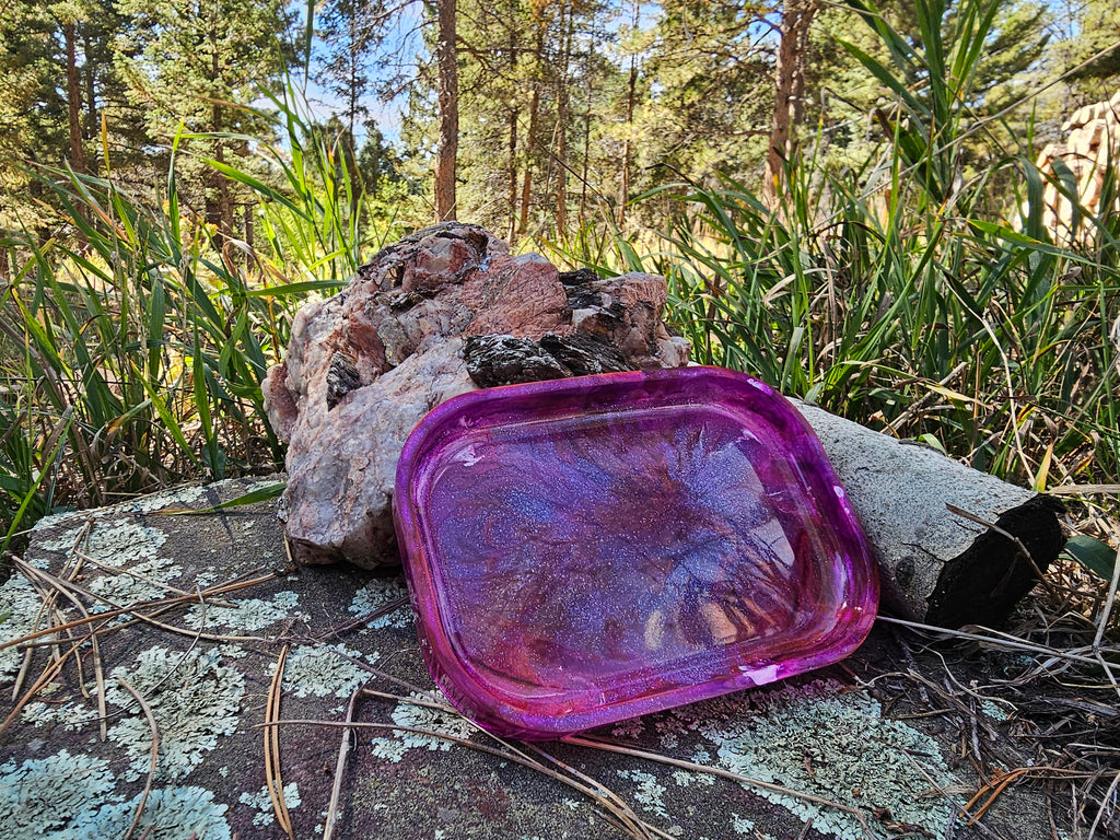 Epoxy Resin Translucent Purple Swirl Tray