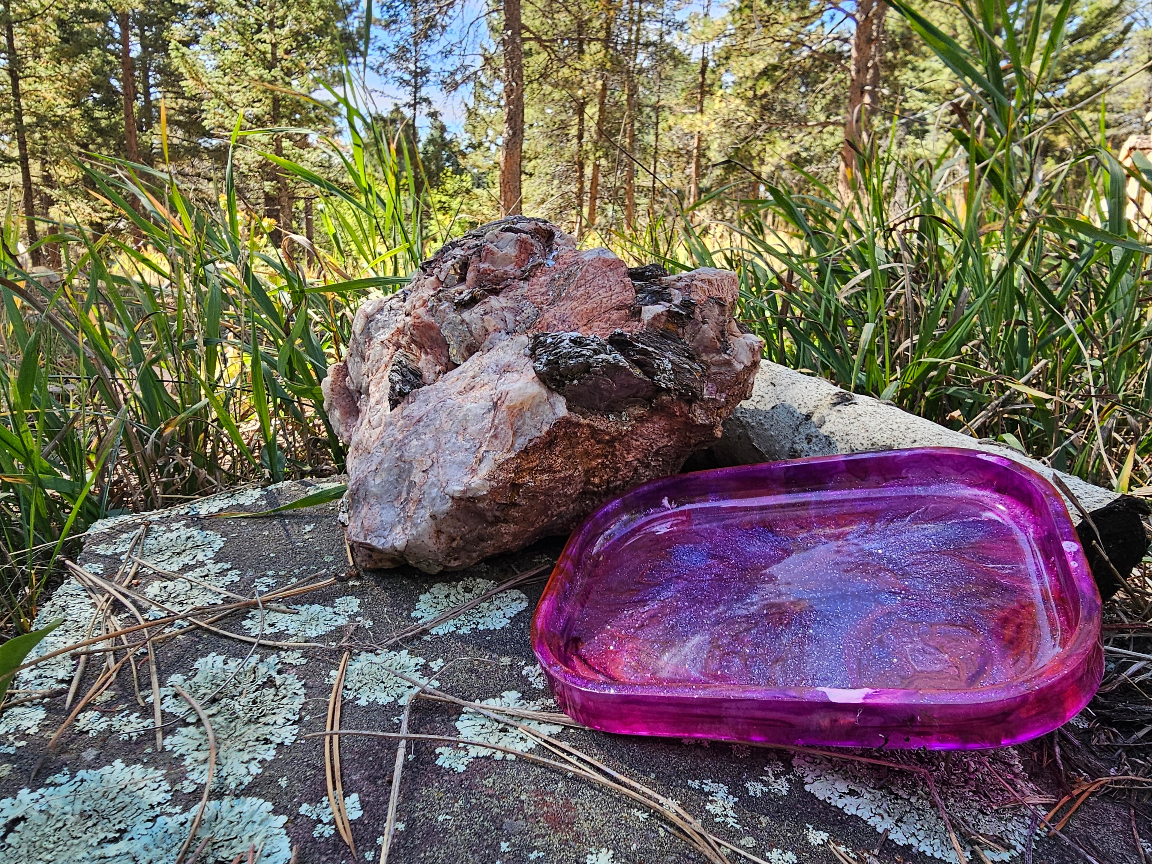 Epoxy Resin Translucent Purple Swirl Tray