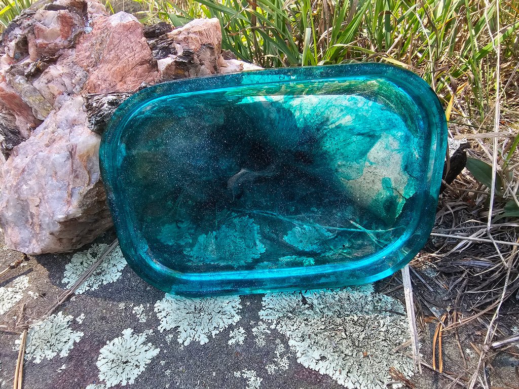 Epoxy Resin Transparent Blue Swirled Tray