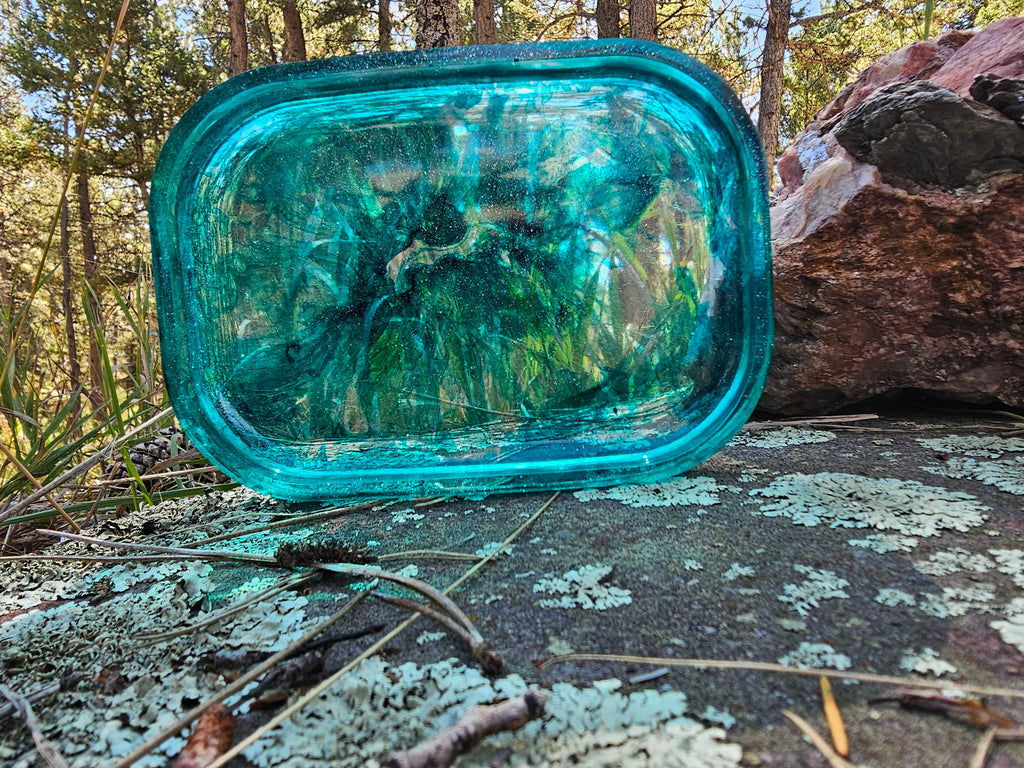 Epoxy Resin Transparent Blue Swirled Tray