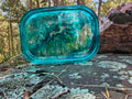 Epoxy Resin Transparent Blue Swirled Tray