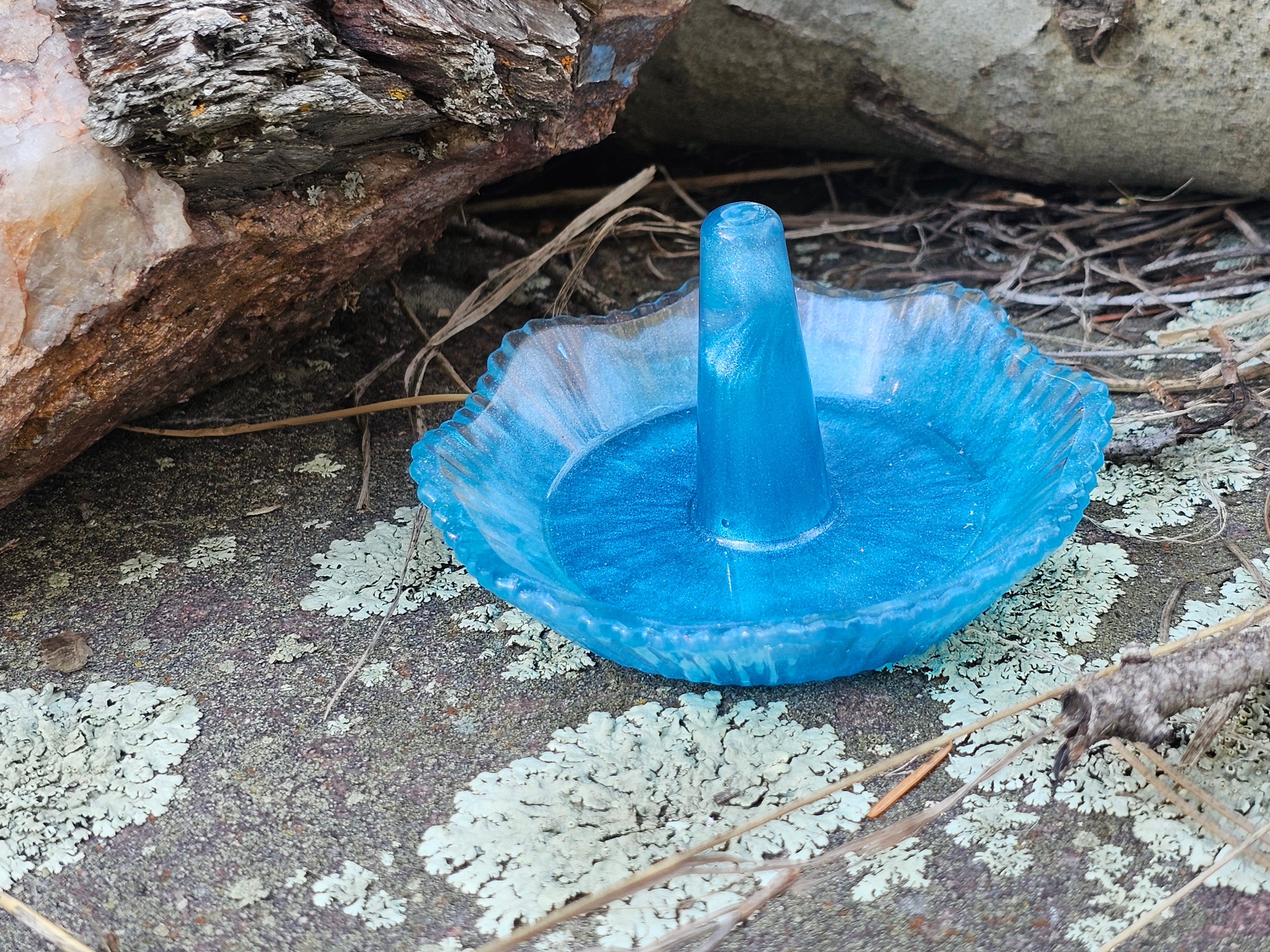 Epoxy Resin Ring Holder- small, round, and blue