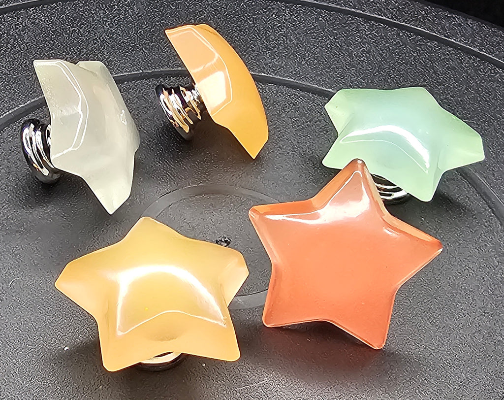 Epoxy Resin Set of Knobs-5 Glow in the Dark Stars