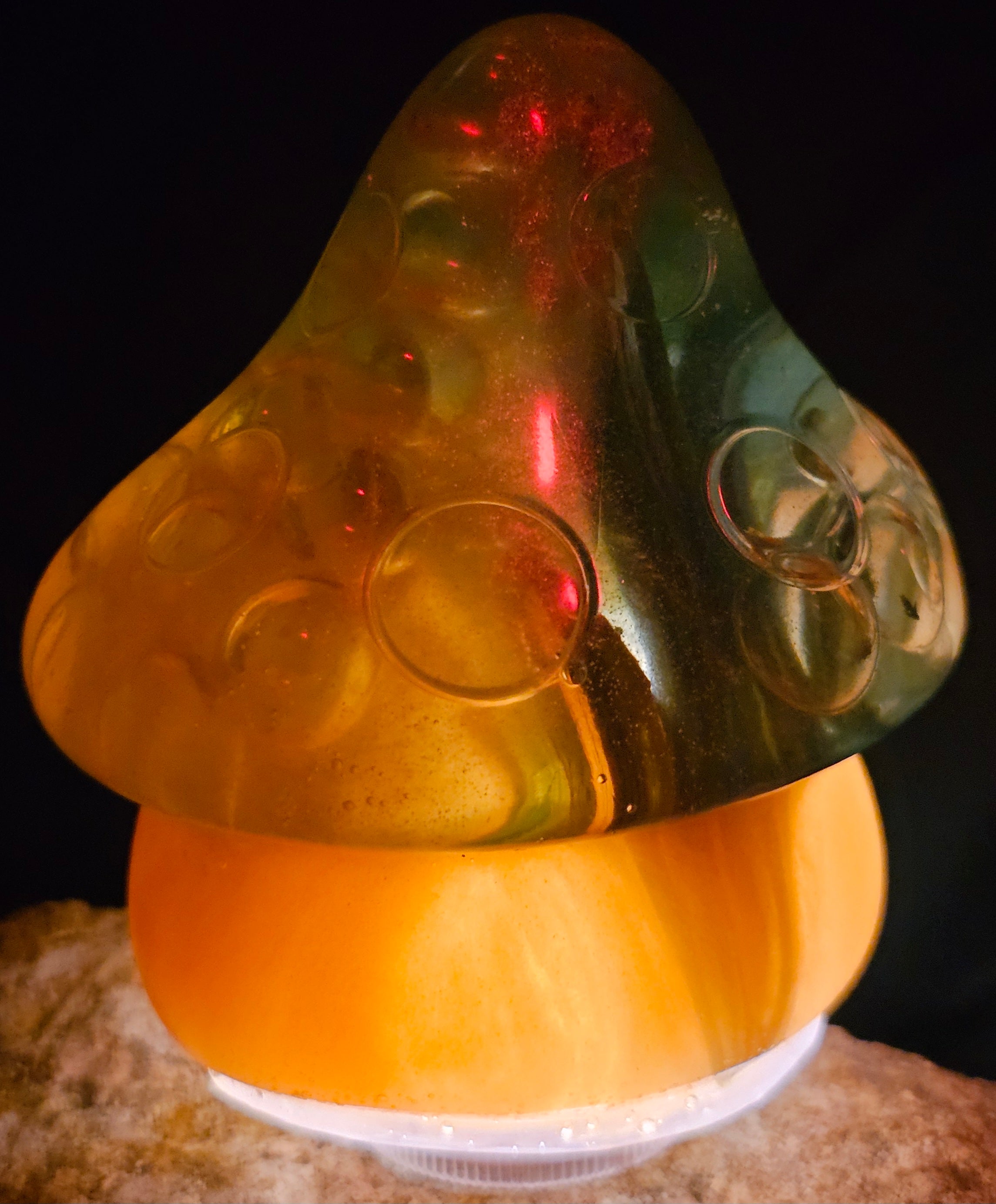 Epoxy Resin Mshroom Light-Greens and Orange (Style B)