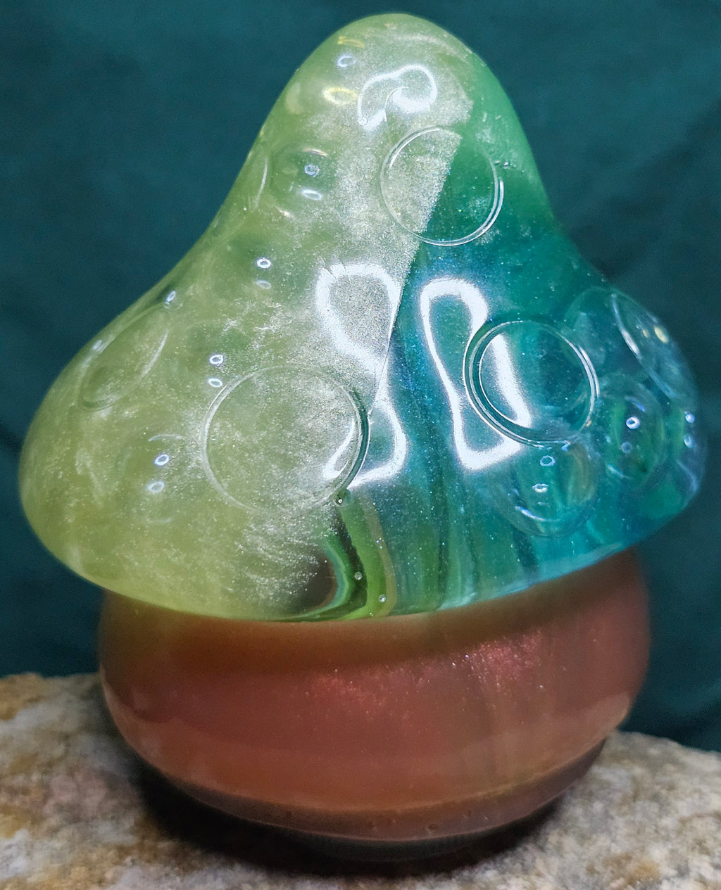Epoxy Resin Mshroom Light-Greens and Orange (Style B)