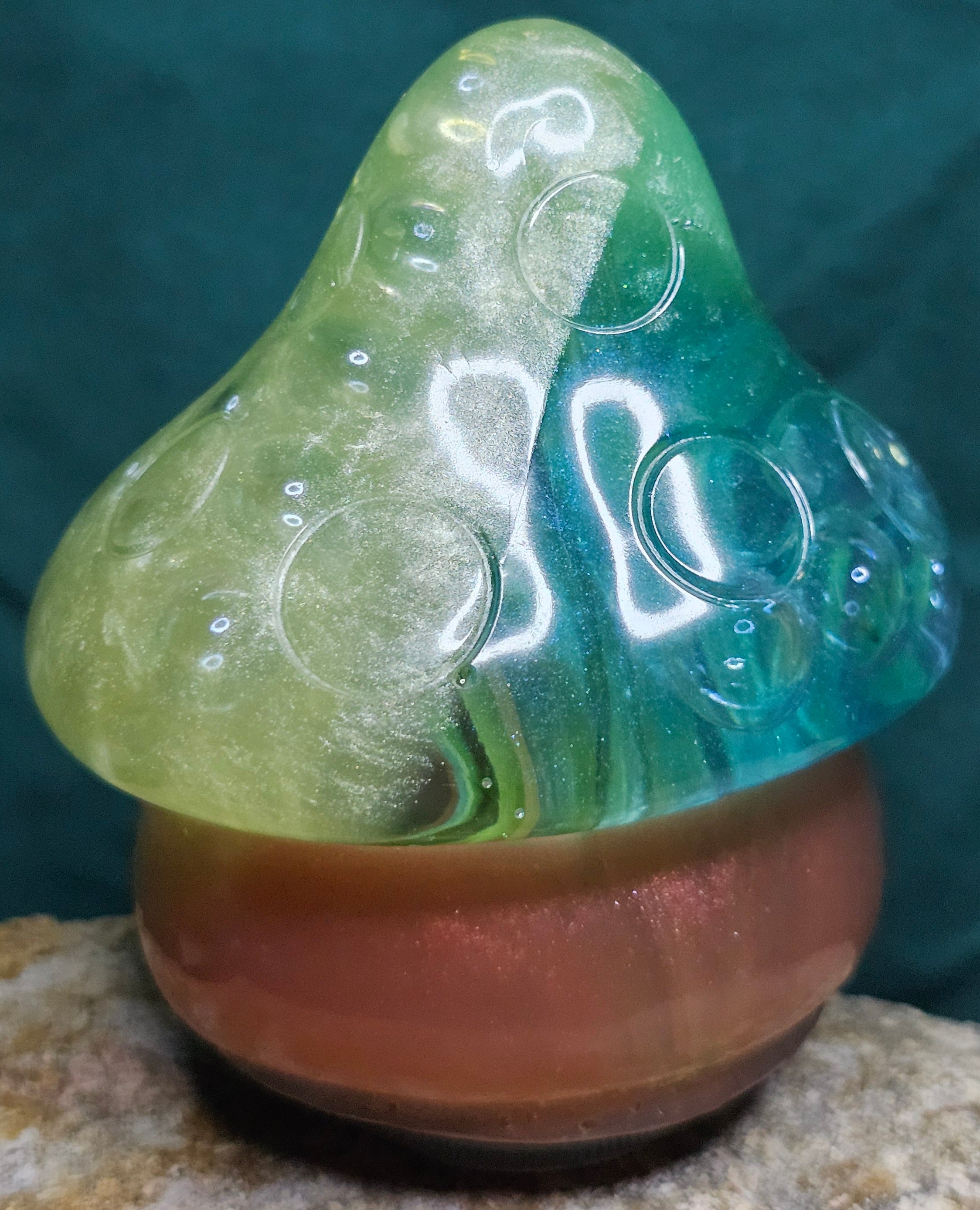 Epoxy Resin Mshroom Light-Greens and Orange (Style B)
