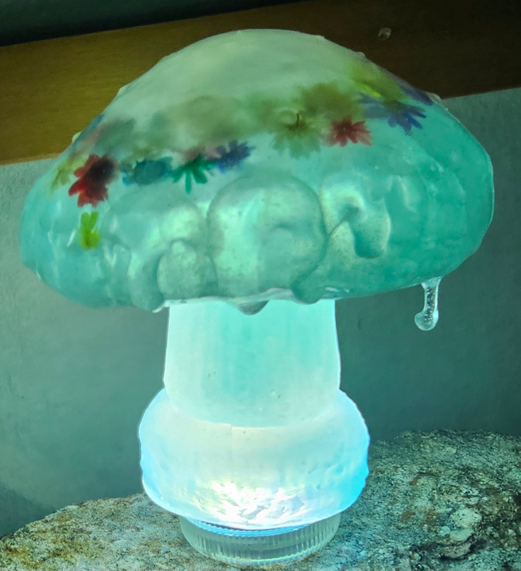 Epoxy Resin Mushroom Light C with Flowers