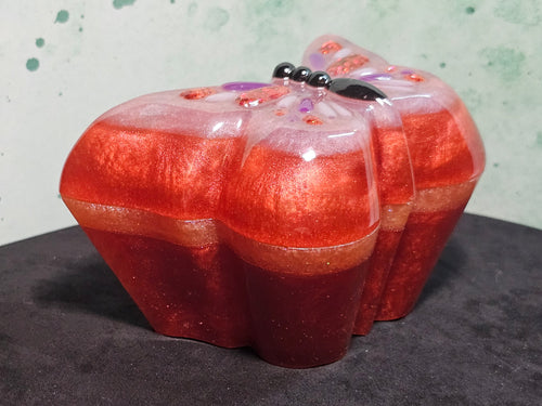Epoxy Resin Butterfly Box-Red with Orange Stripe