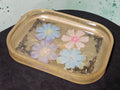 Epoxy Resin Medium Tray-Gold with flowers