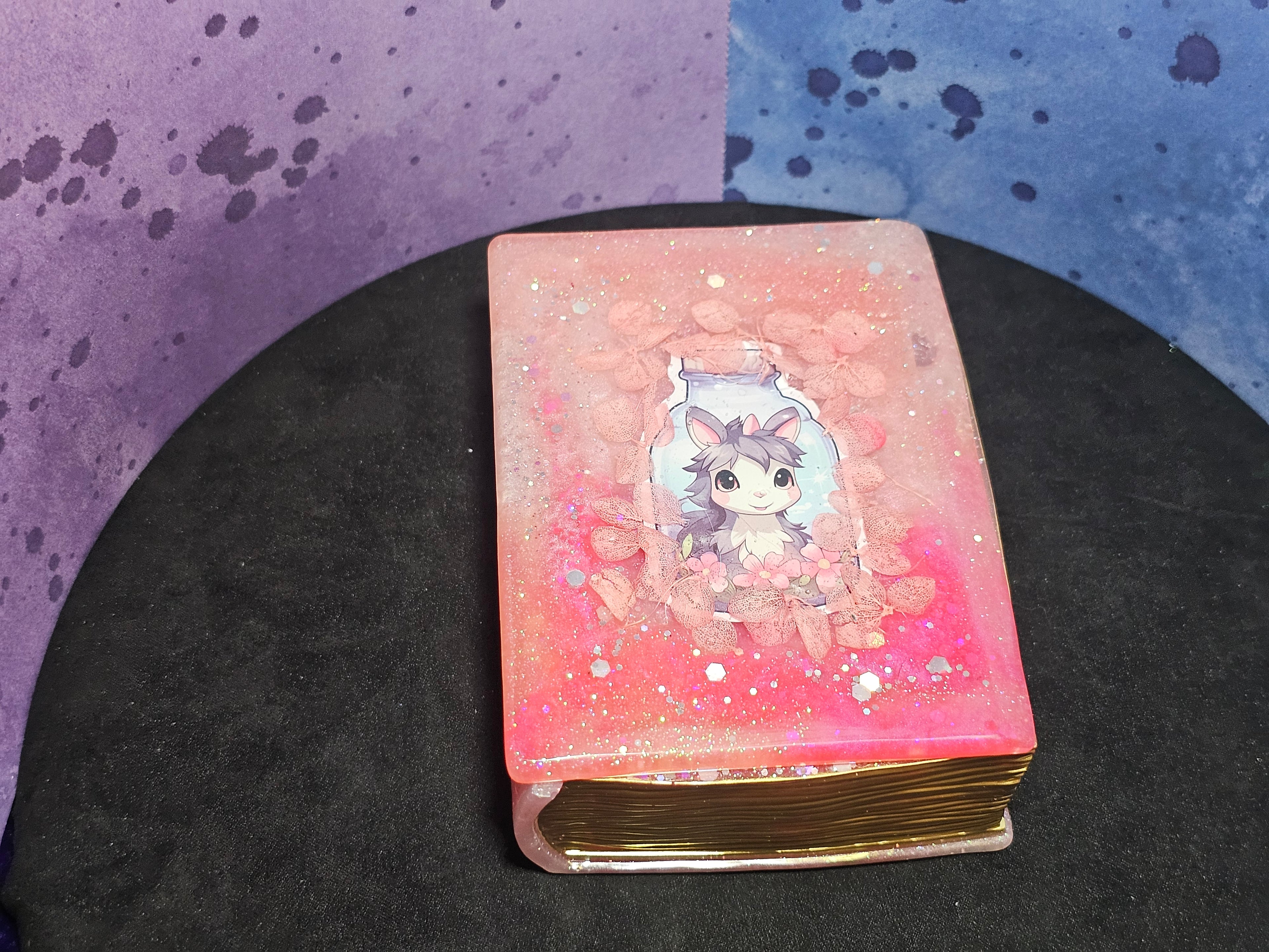 Epoxy Resin Book Box-Pink with Baby Unicorn