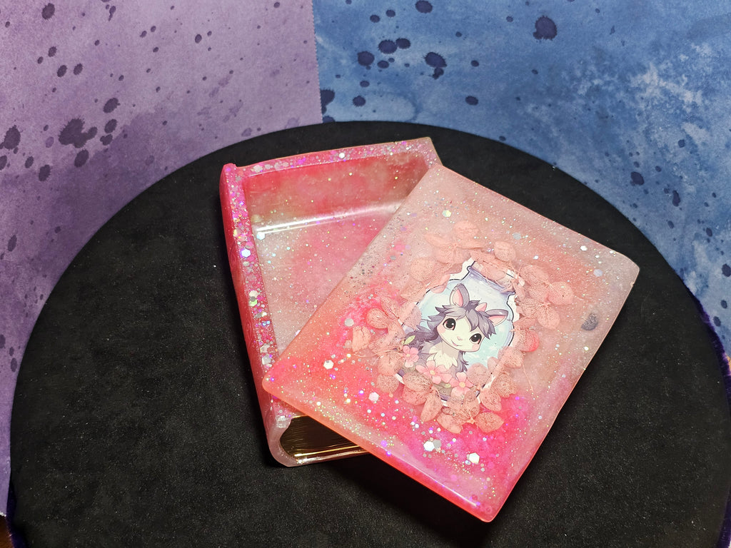 Epoxy Resin Book Box-Pink with Baby Unicorn
