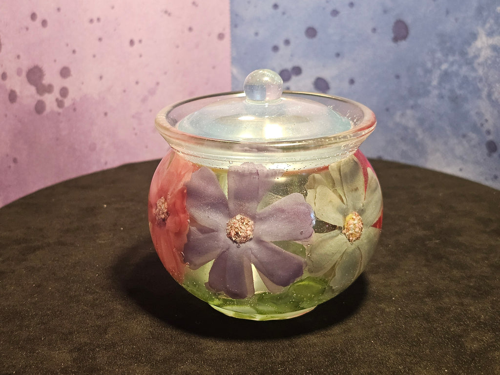 Epoxy Resin Round Jar-Pretty Flowers