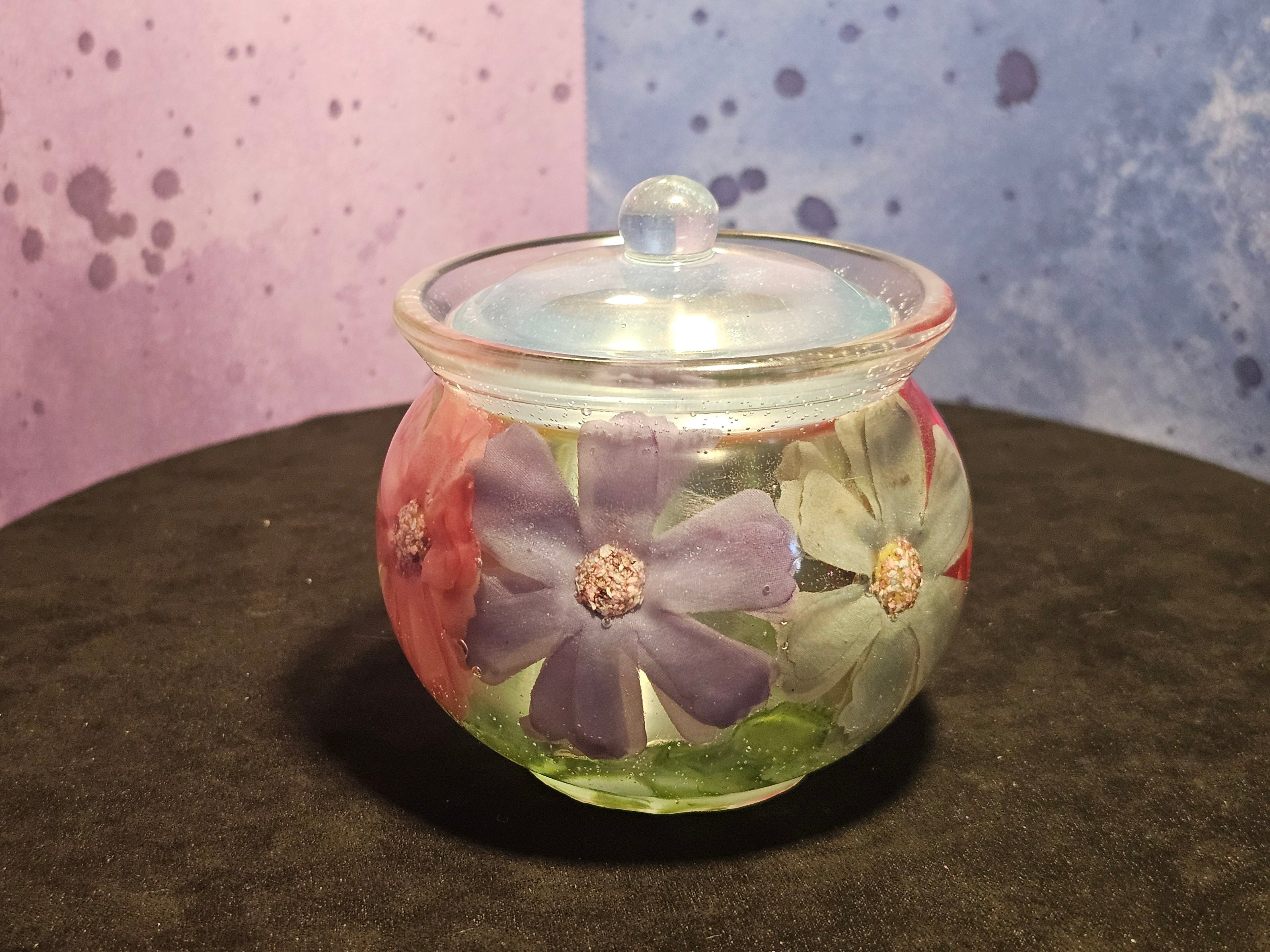 Epoxy Resin Round Jar-Pretty Flowers