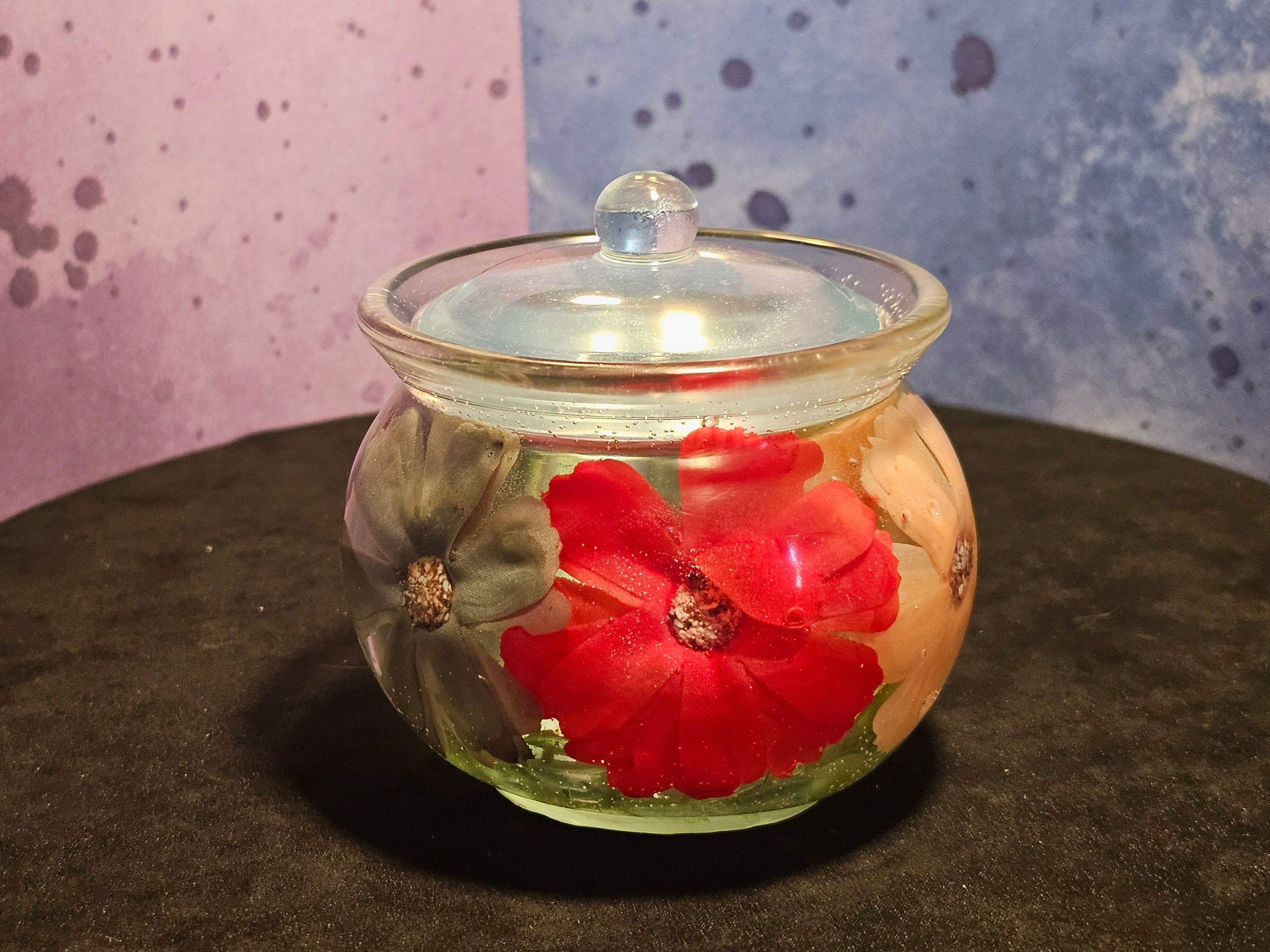 Epoxy Resin Round Jar-Pretty Flowers