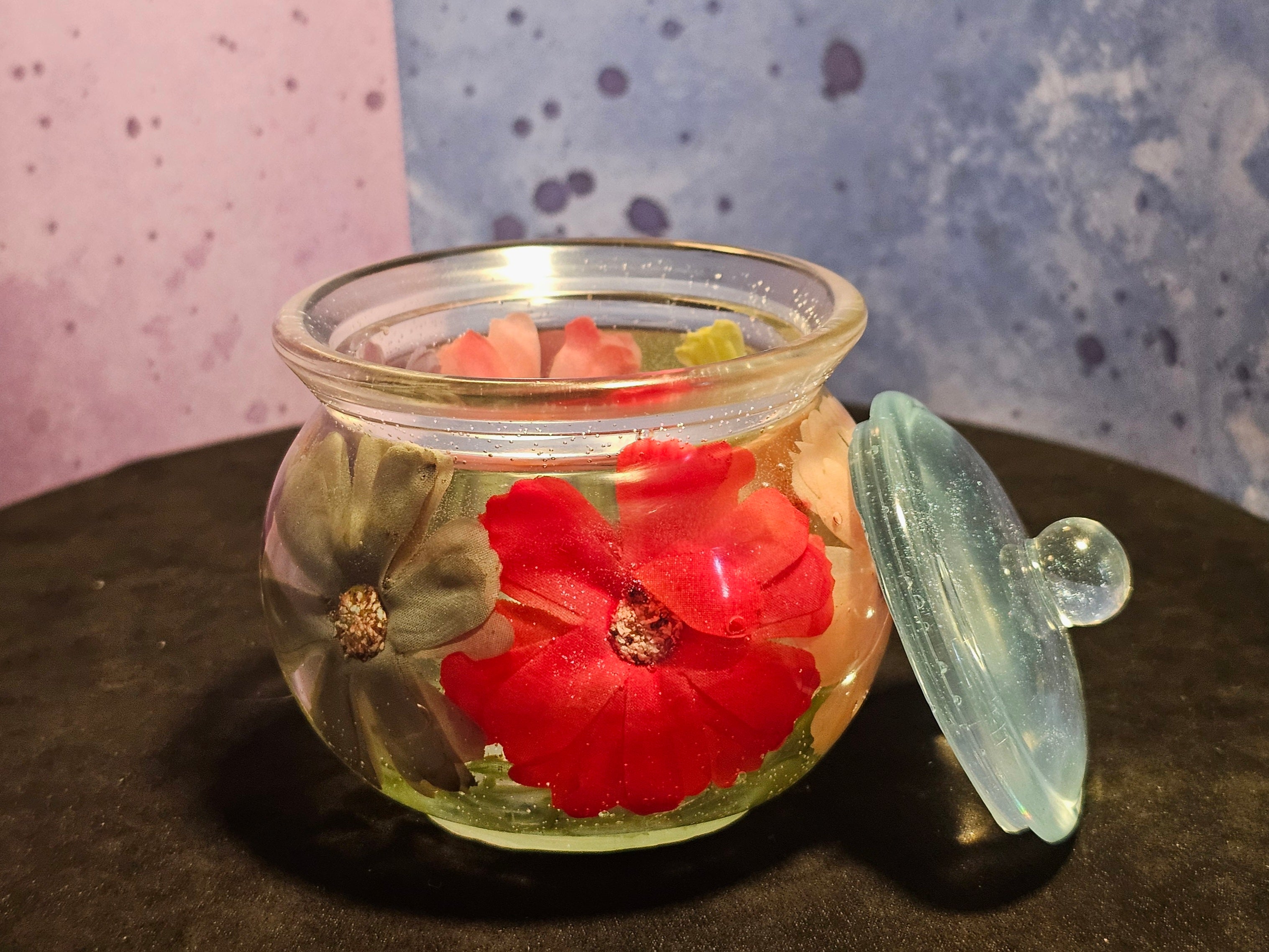 Epoxy Resin Round Jar-Pretty Flowers