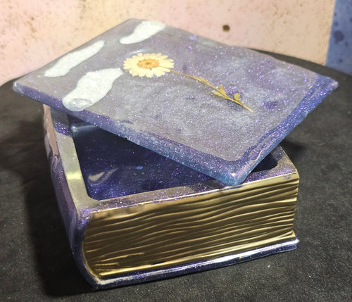 Epoxy Resin Book Box-Midnight Flower