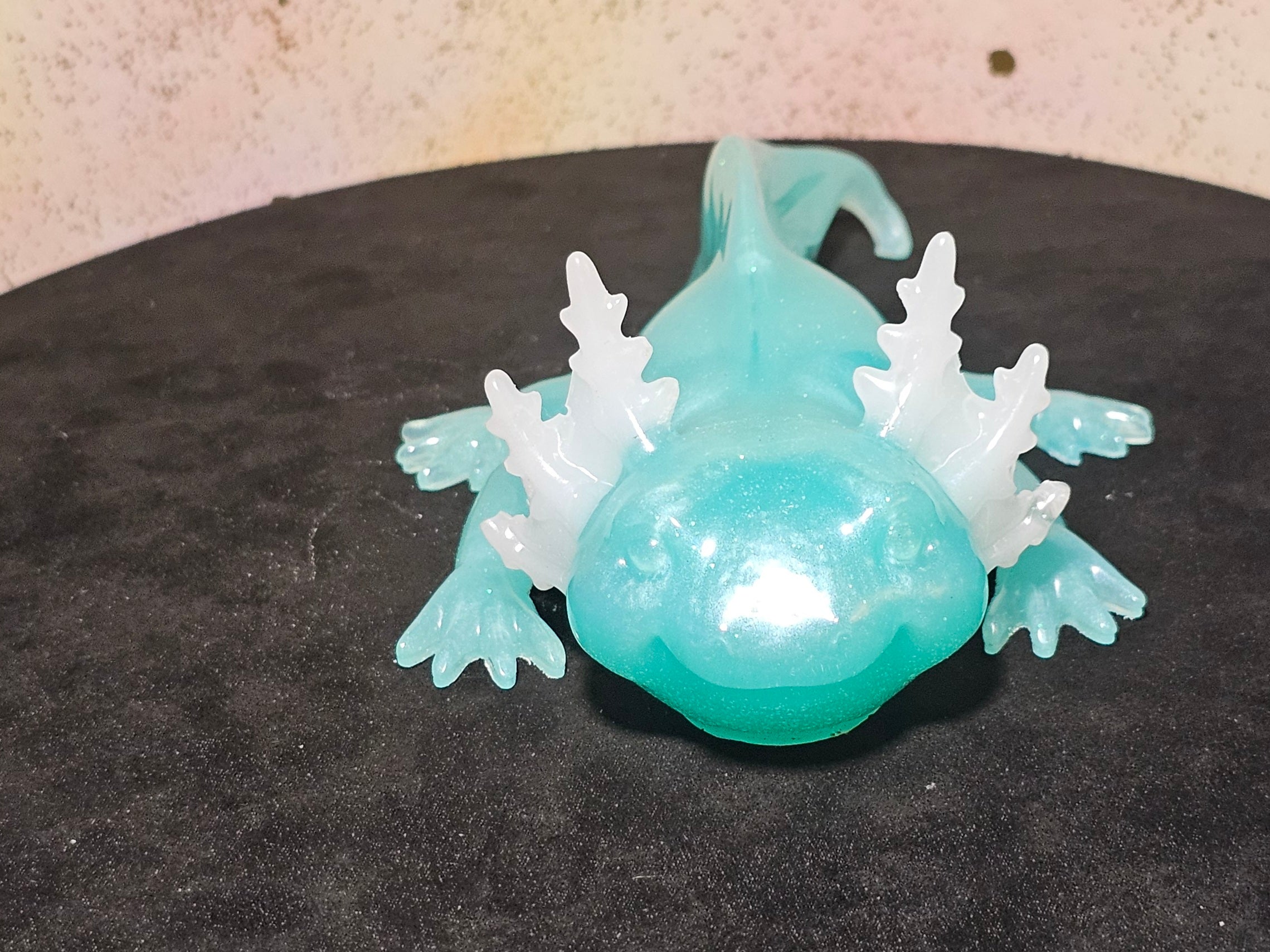 Epoxy Resin Large Axolotl-Teal with White Gills