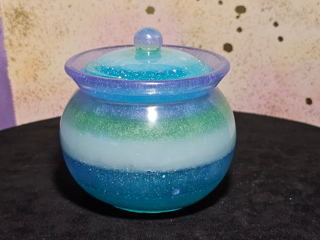 Epoxy Resin Round Jar-Cool Colored Stripes