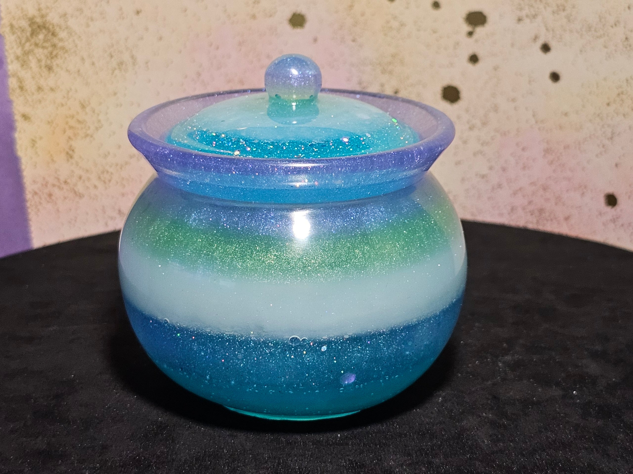 Epoxy Resin Round Jar-Cool Colored Stripes