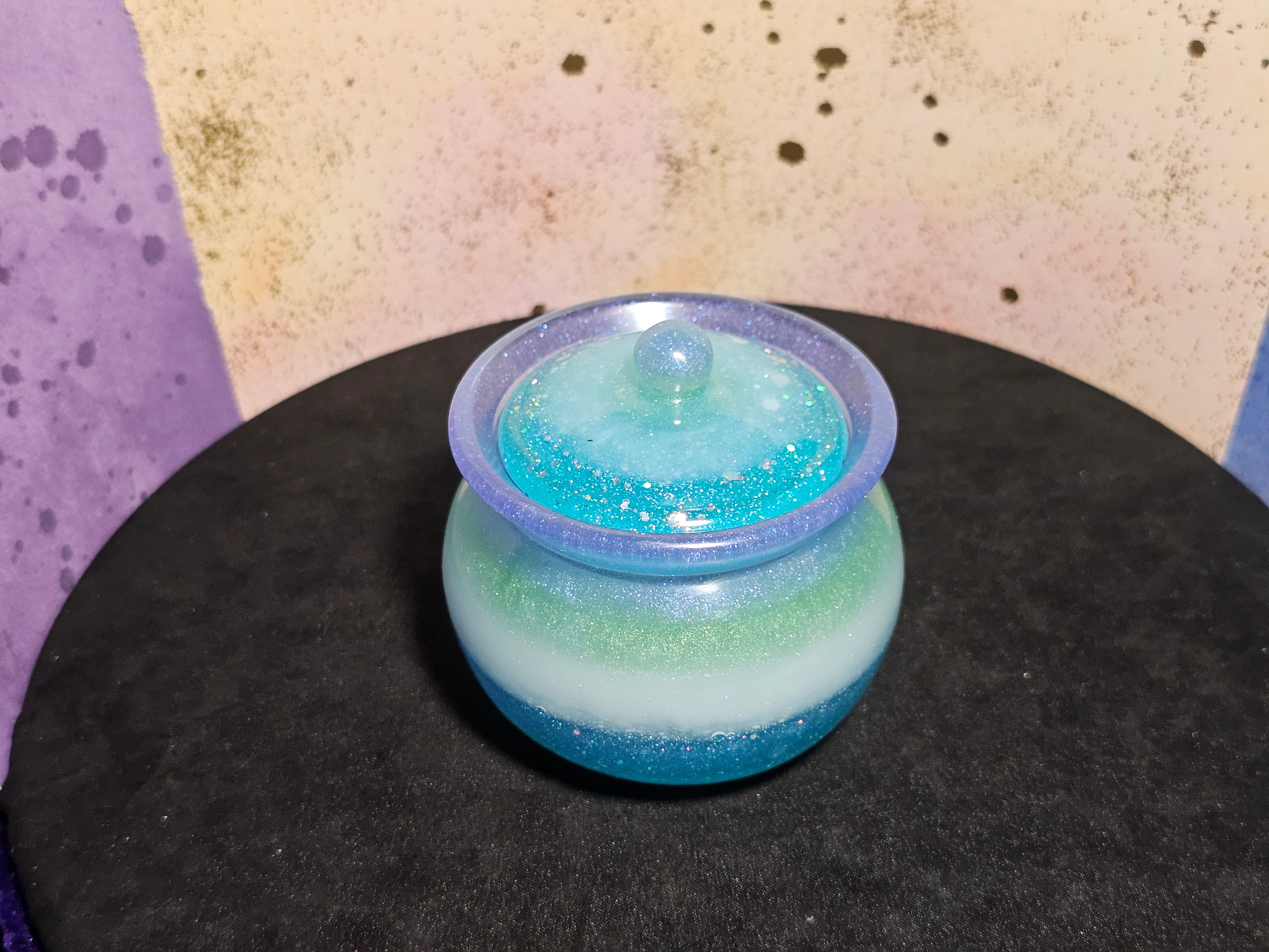 Epoxy Resin Round Jar-Cool Colored Stripes