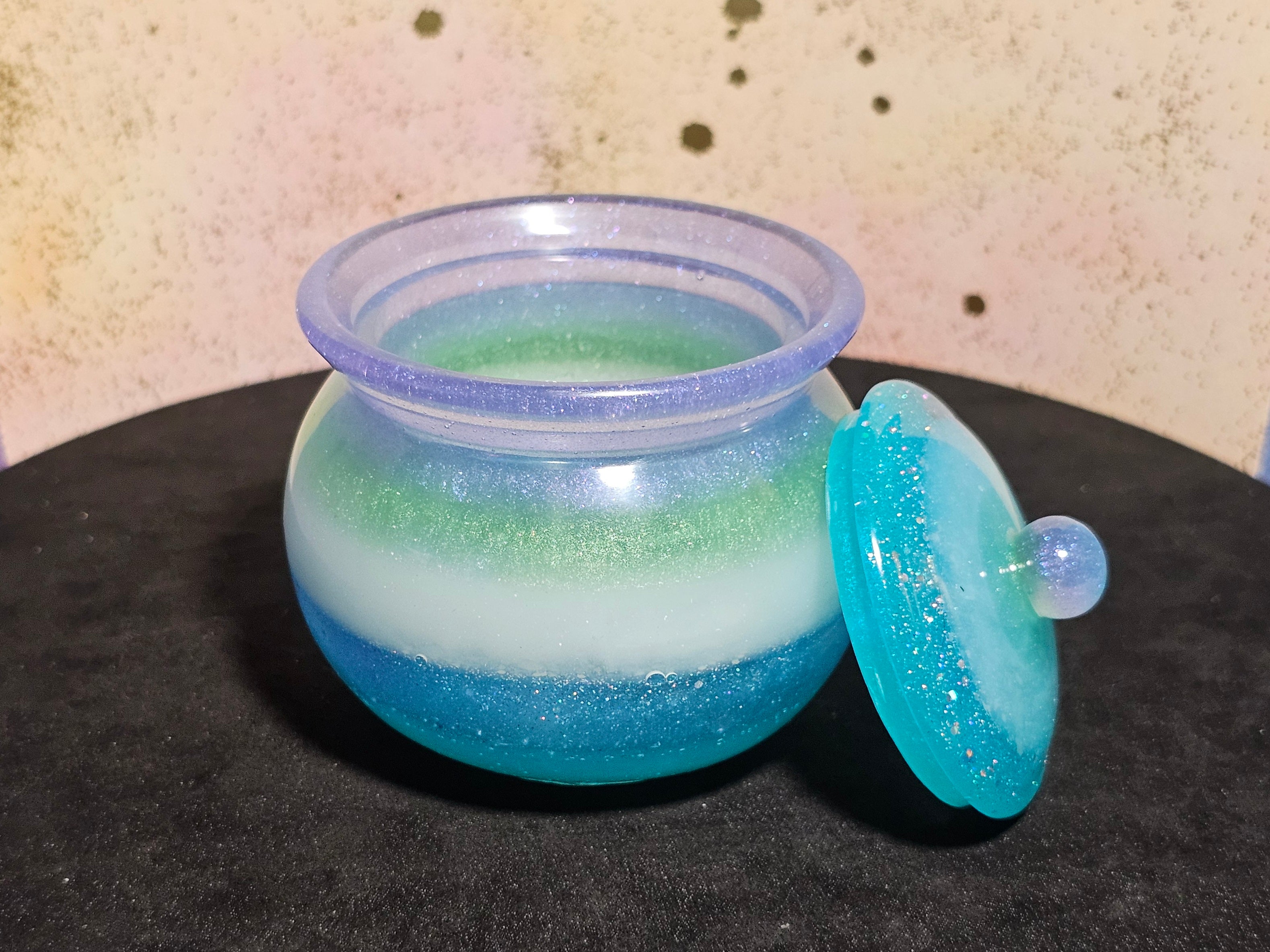 Epoxy Resin Round Jar-Cool Colored Stripes