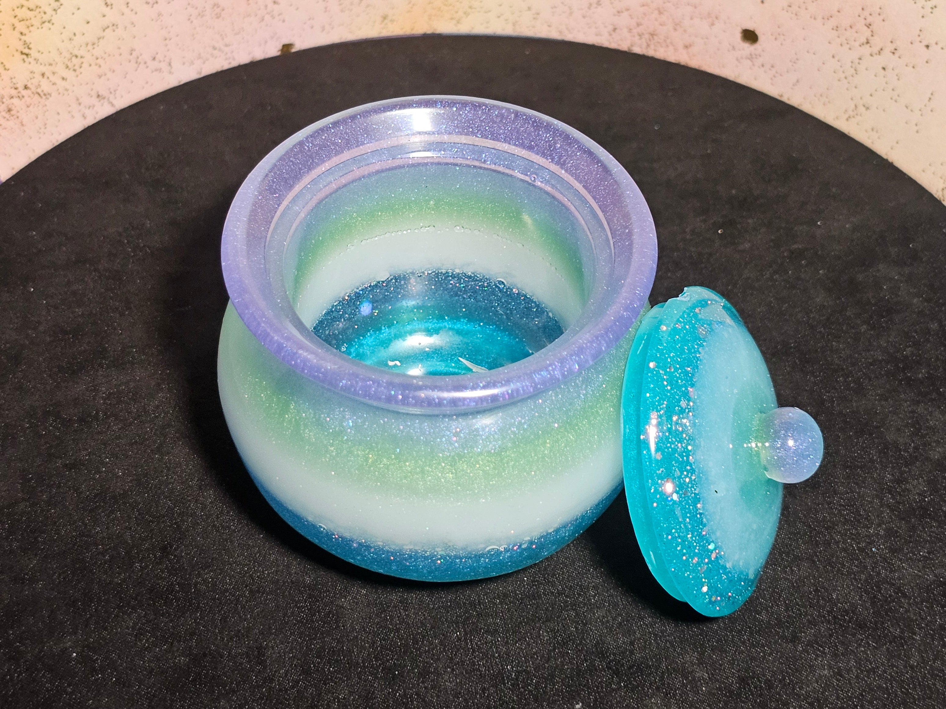 Epoxy Resin Round Jar-Cool Colored Stripes