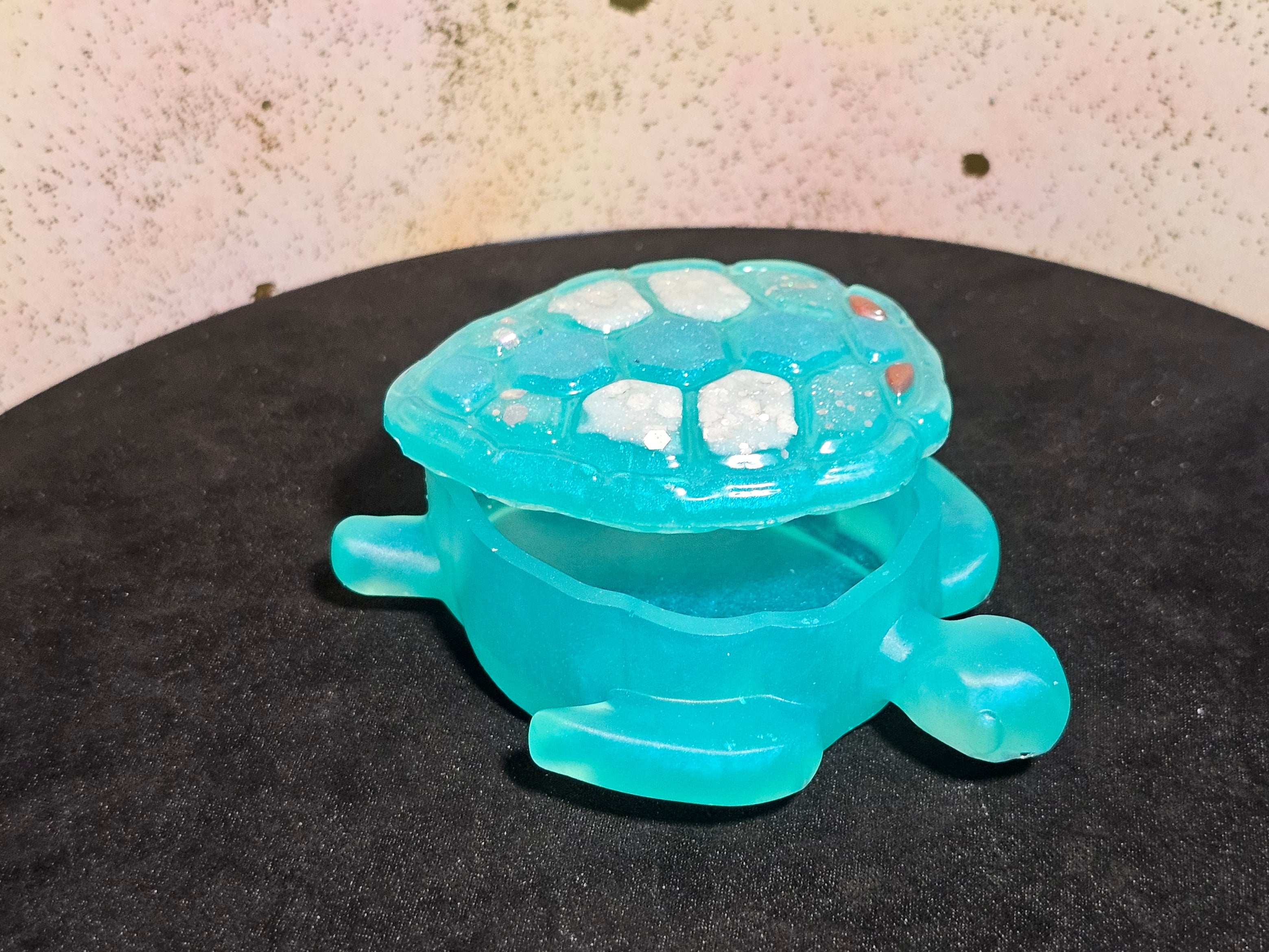 Epoxy Resin Turtle Box Teal