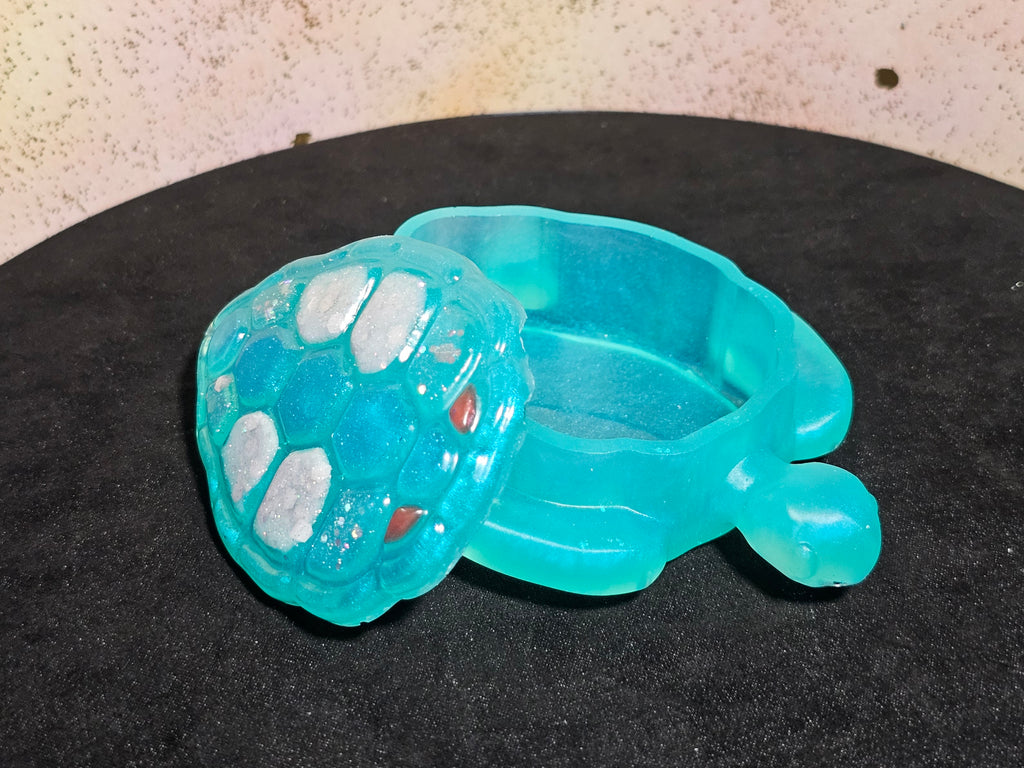 Epoxy Resin Turtle Box Teal
