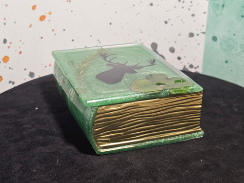 Epoxy Resin Book Box-Green Stag