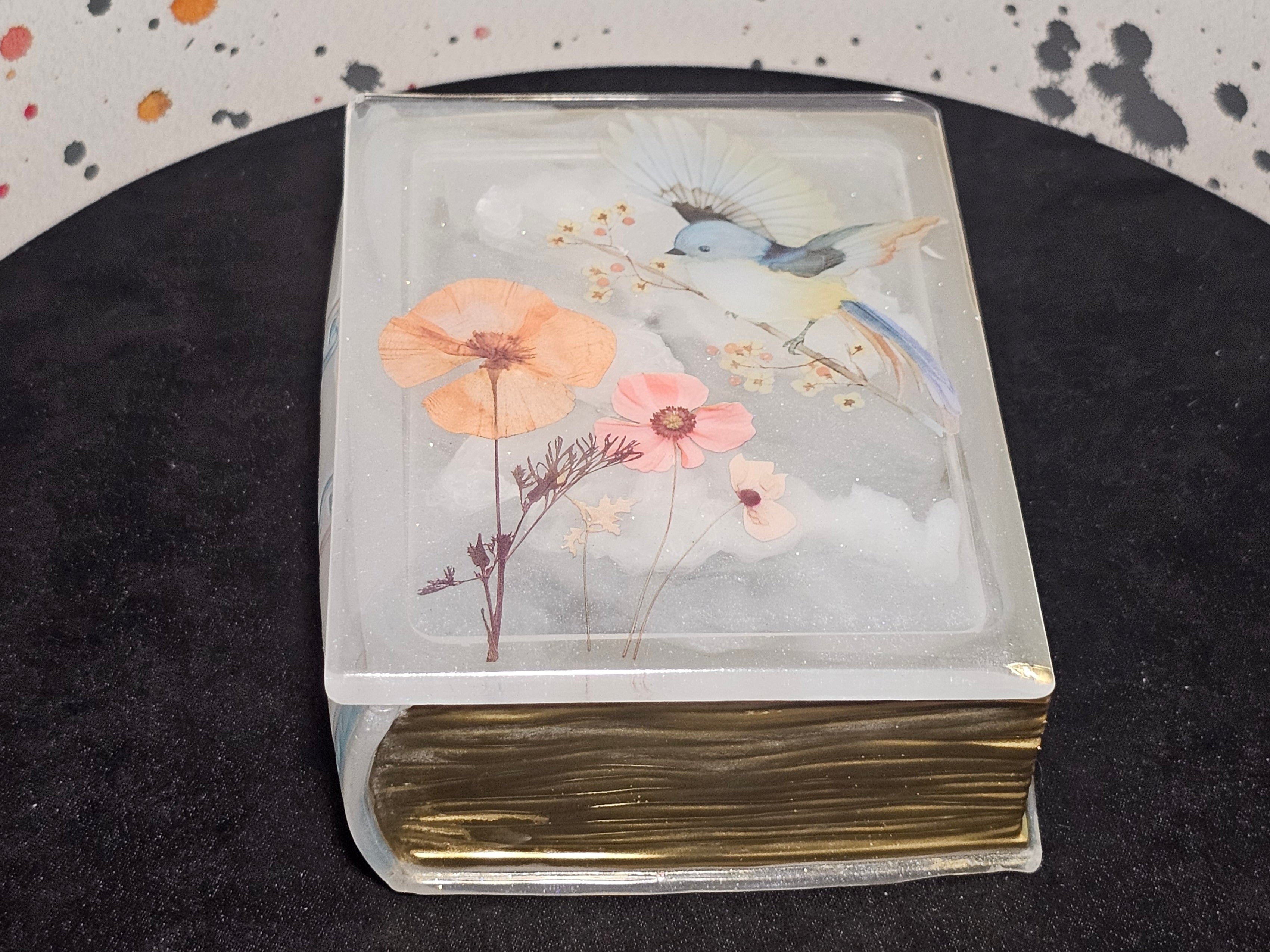 Epoxy Resin Book Box-White Bird