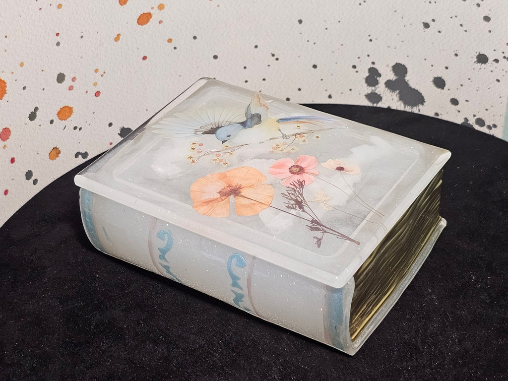 Epoxy Resin Book Box-White Bird