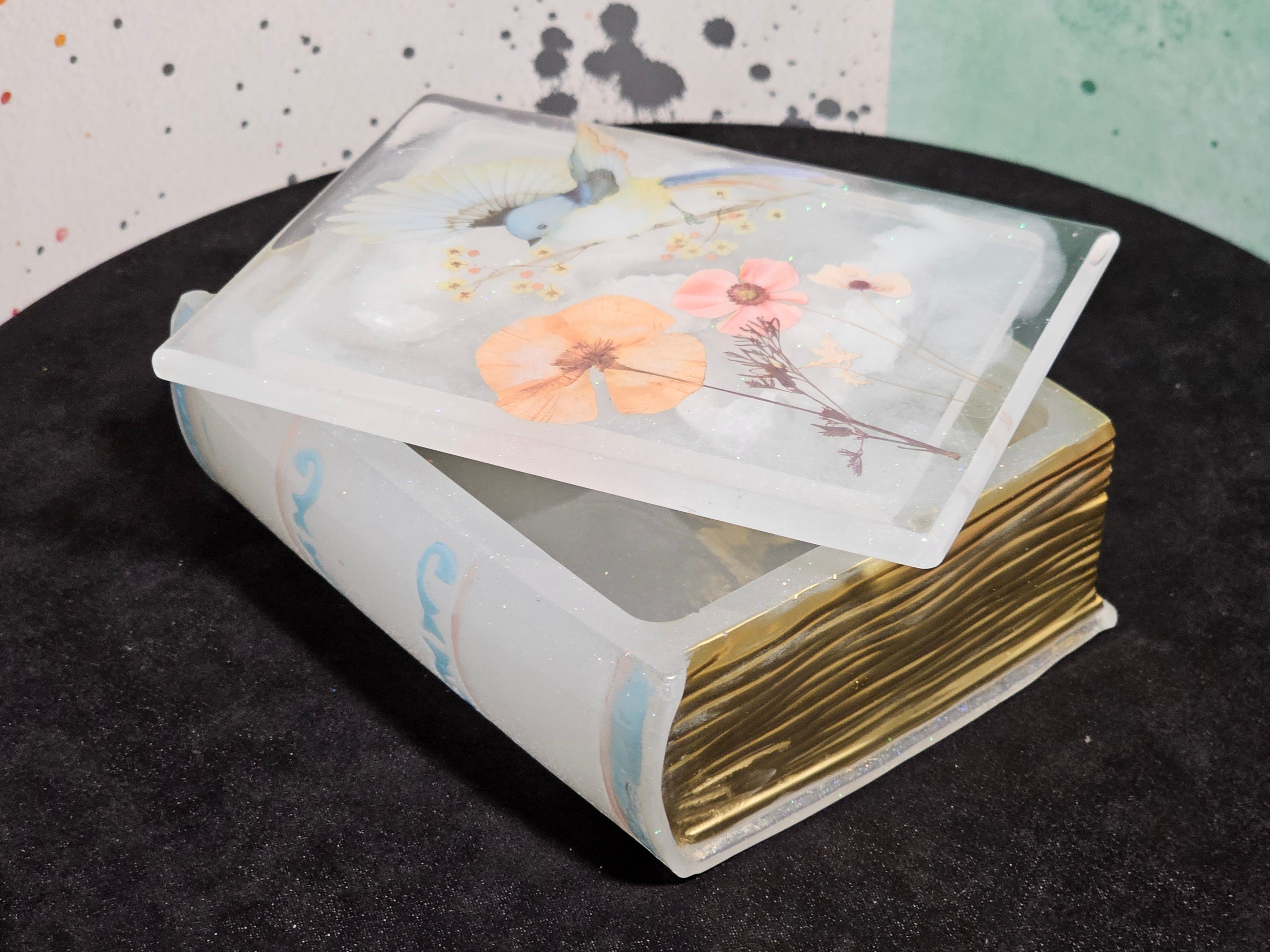 Epoxy Resin Book Box-White Bird