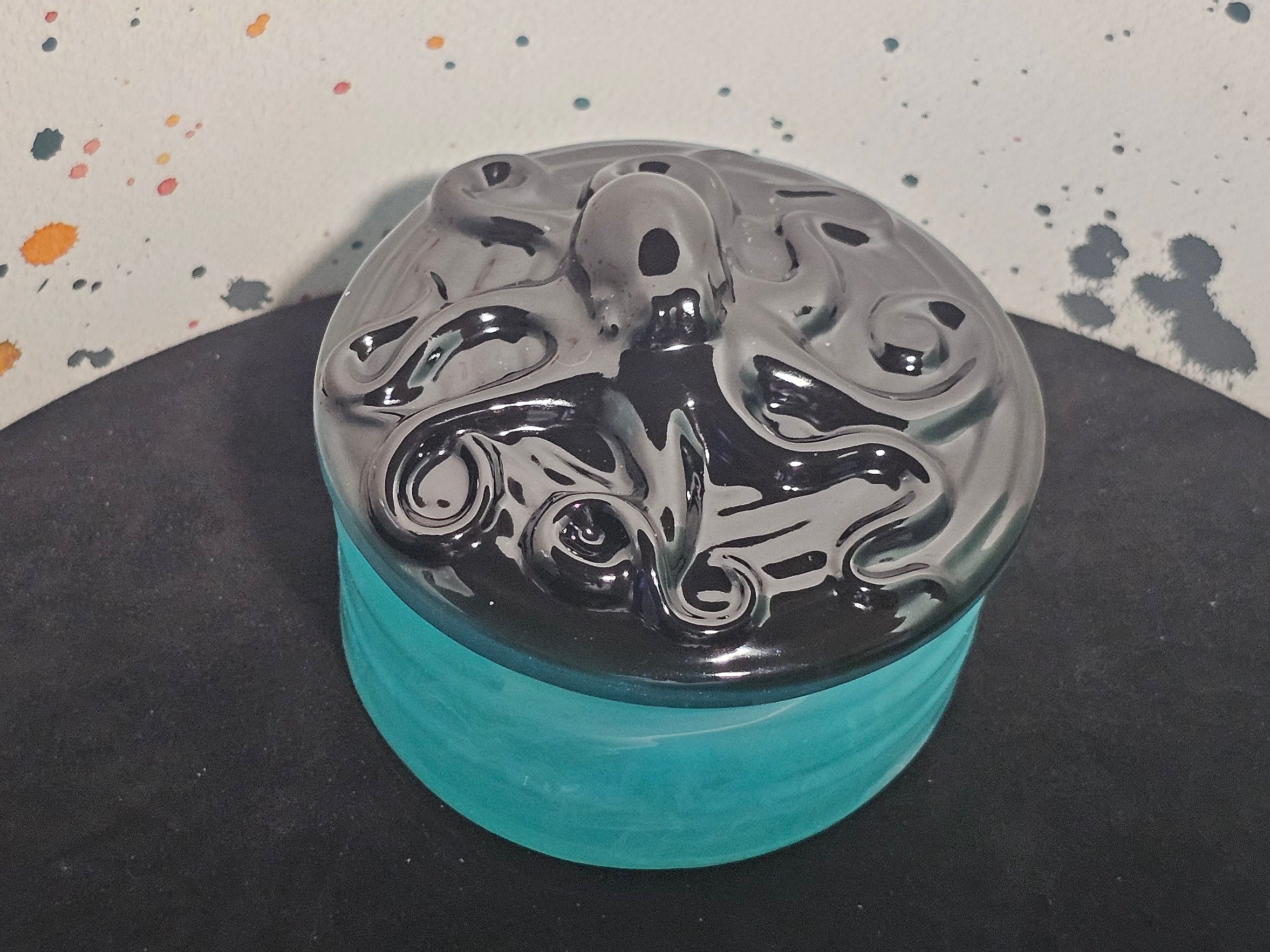 Jar with Octopus Lid-Black and Teal