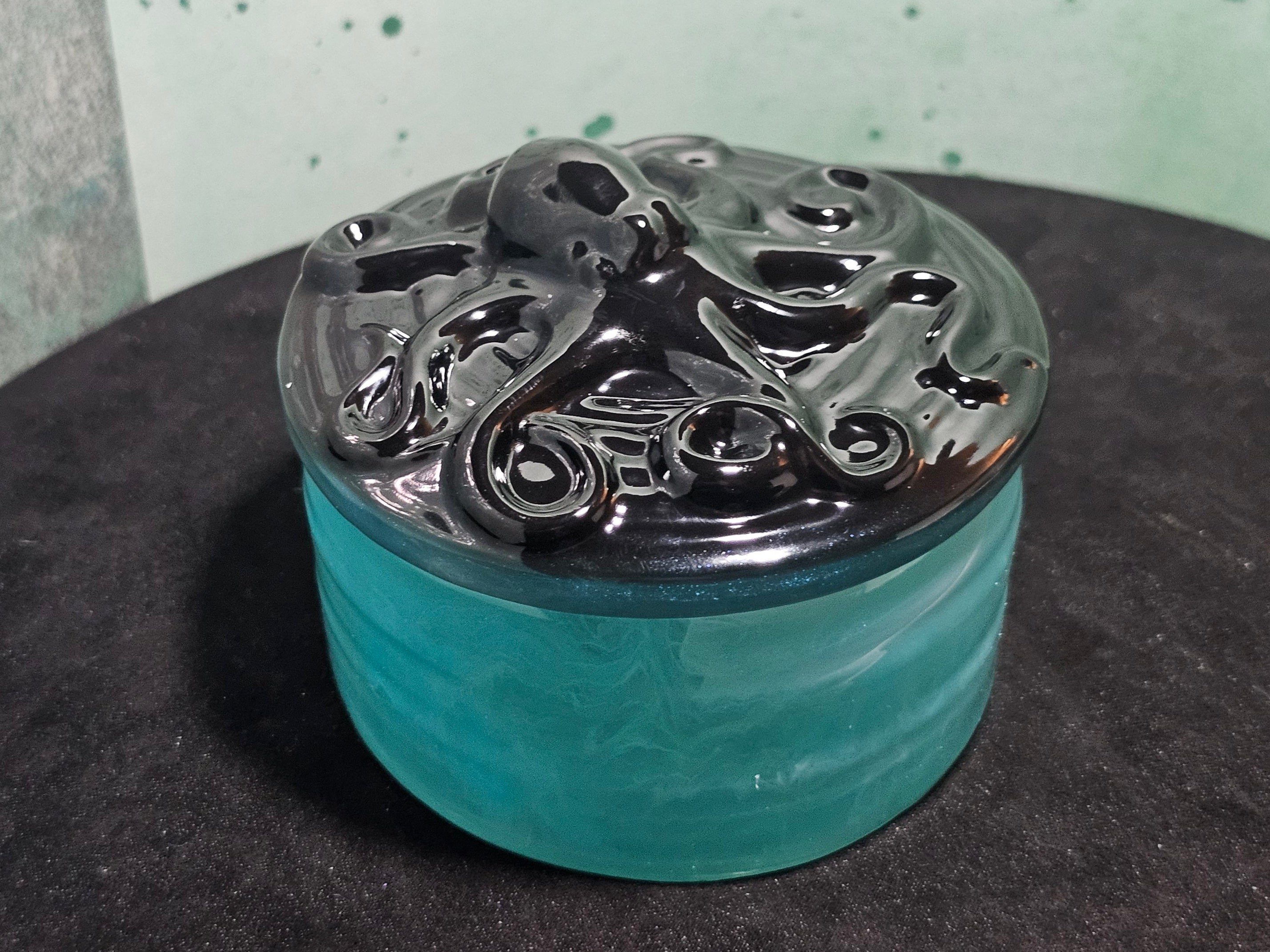 Jar with Octopus Lid-Black and Teal
