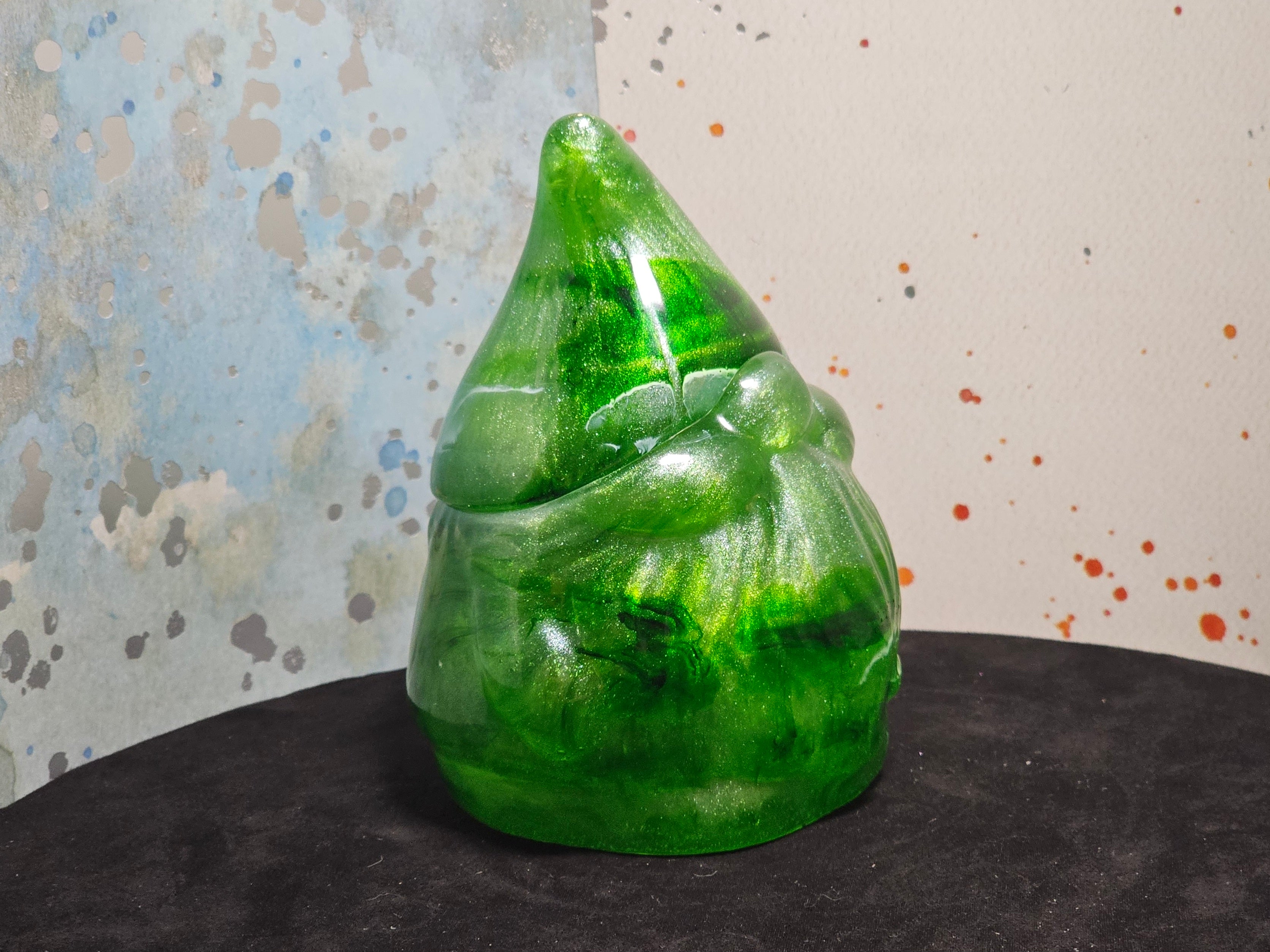 Epoxy Resin Gnome Jar-Green Marble