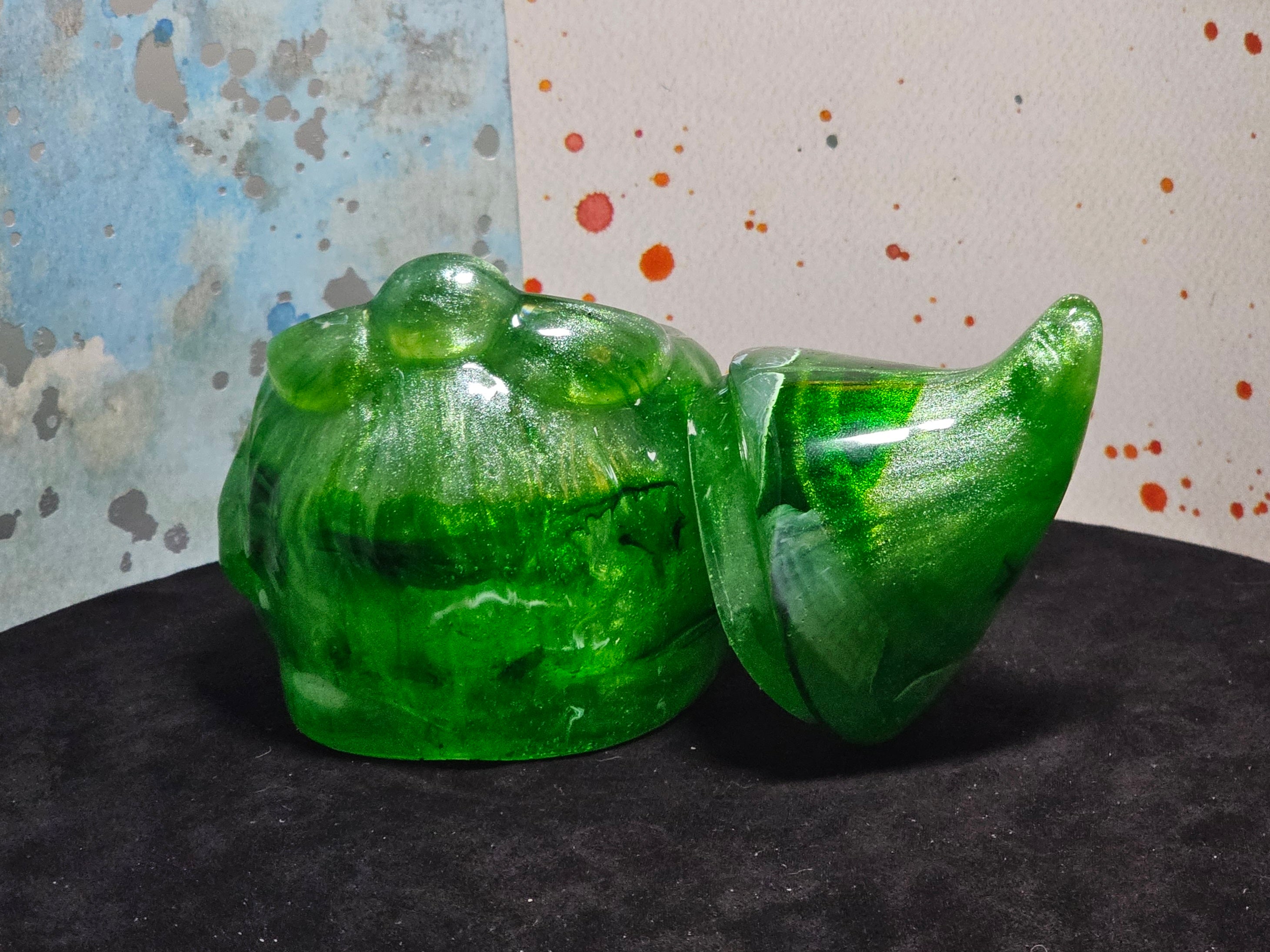 Epoxy Resin Gnome Jar-Green Marble