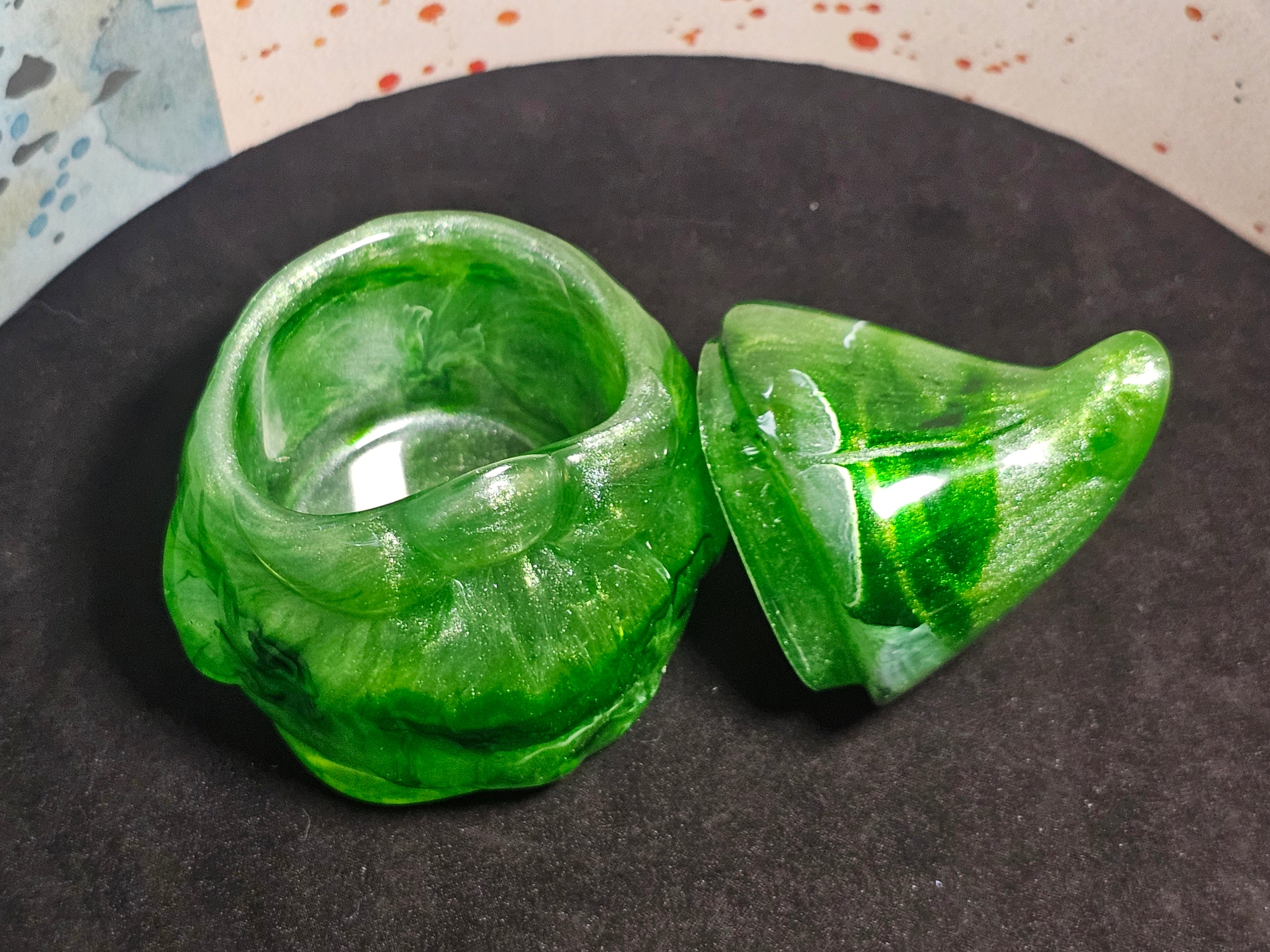 Epoxy Resin Gnome Jar-Green Marble