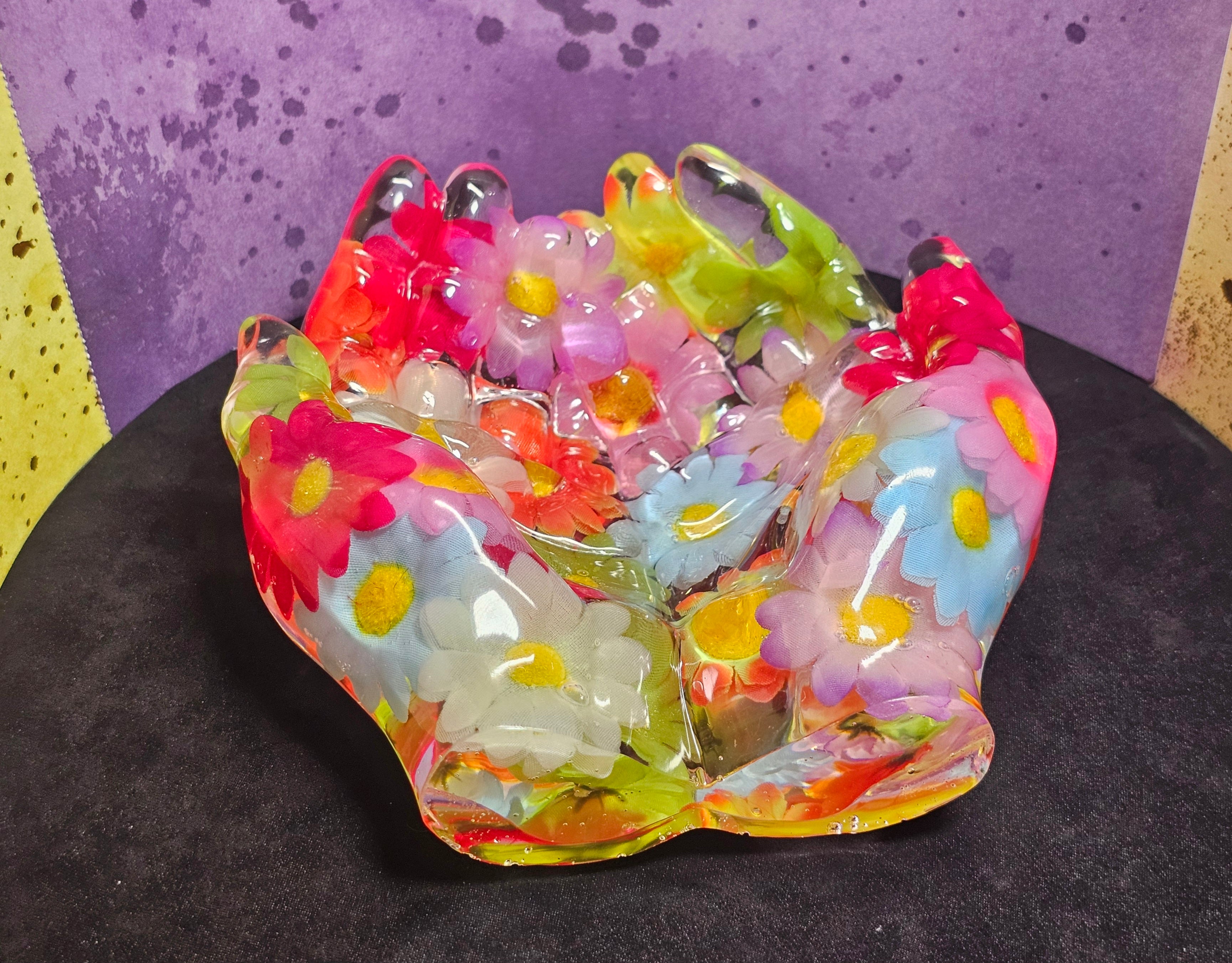 Epoxy Resin Hand Bowl-Flowers