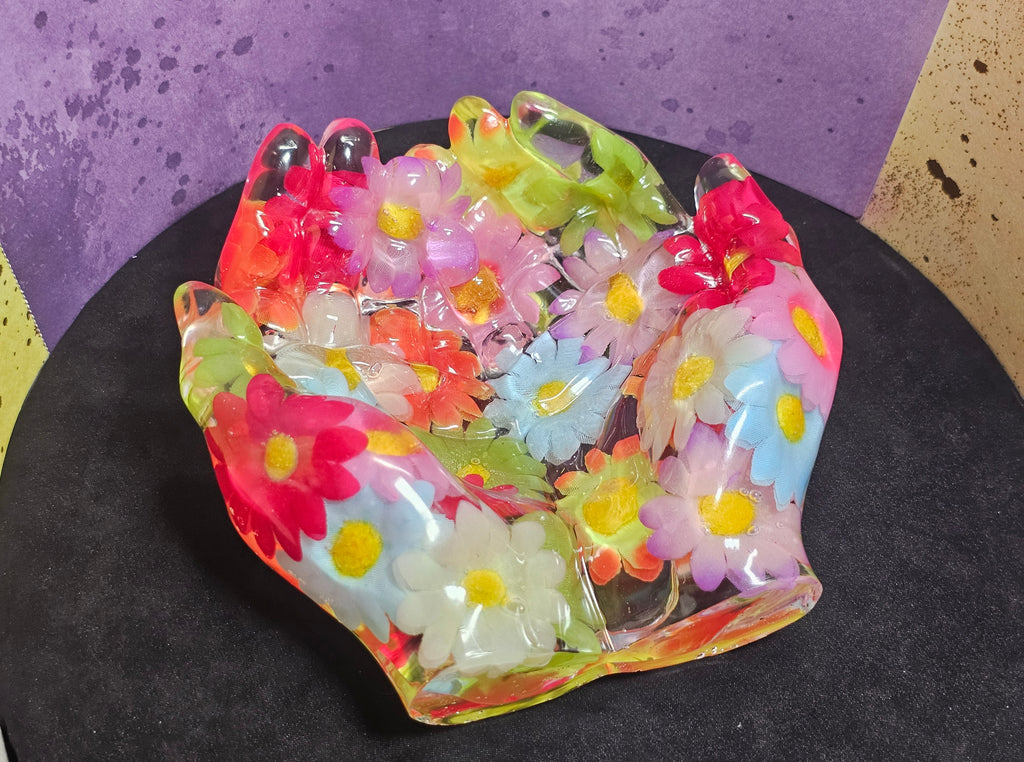 Epoxy Resin Hand Bowl-Flowers