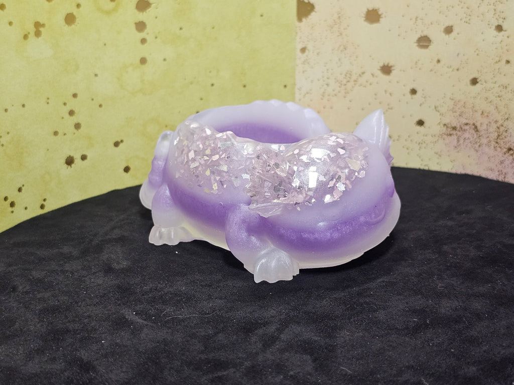 Epoxy Resin Axolotl Planter - lavender stripes