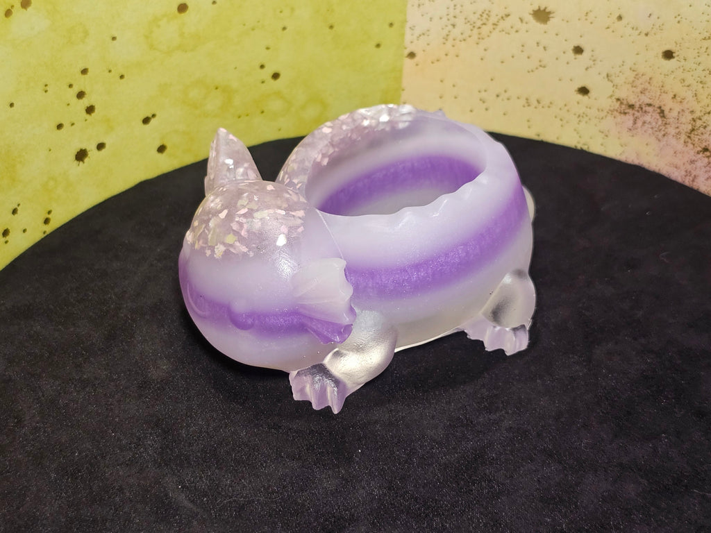 Epoxy Resin Axolotl Planter - lavender stripes