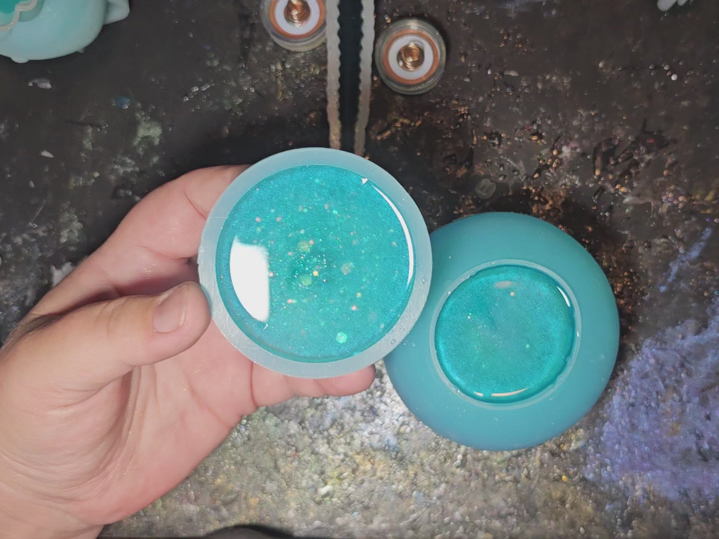 Epoxy Resin Round Jar-Cool Colored Stripes