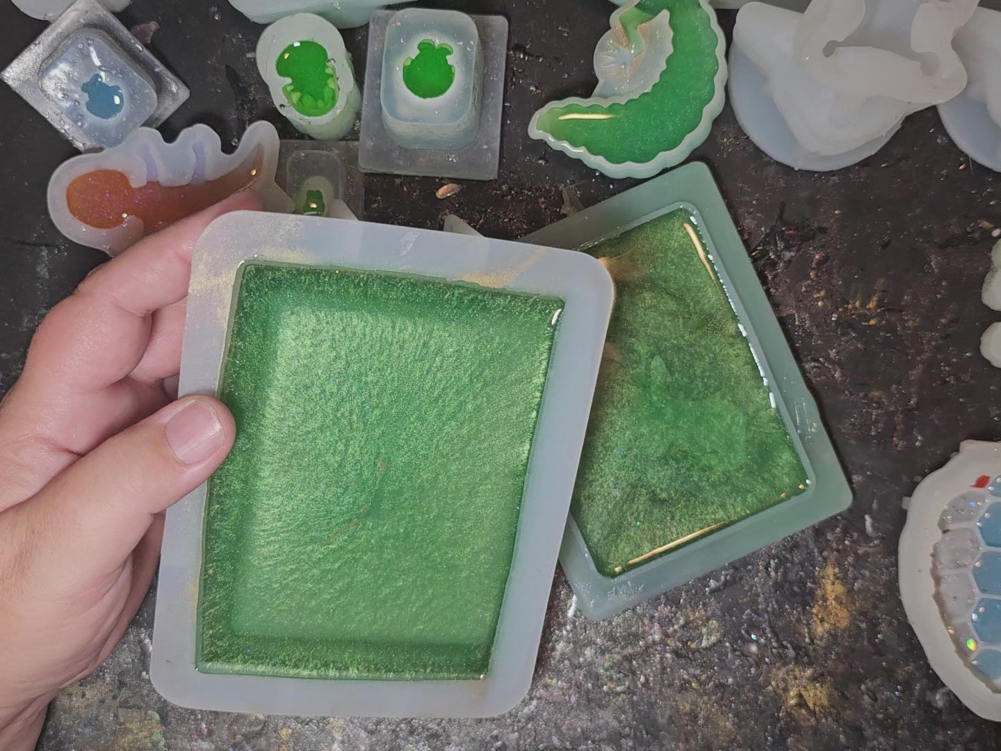 Epoxy Resin Book Box-Green Stag