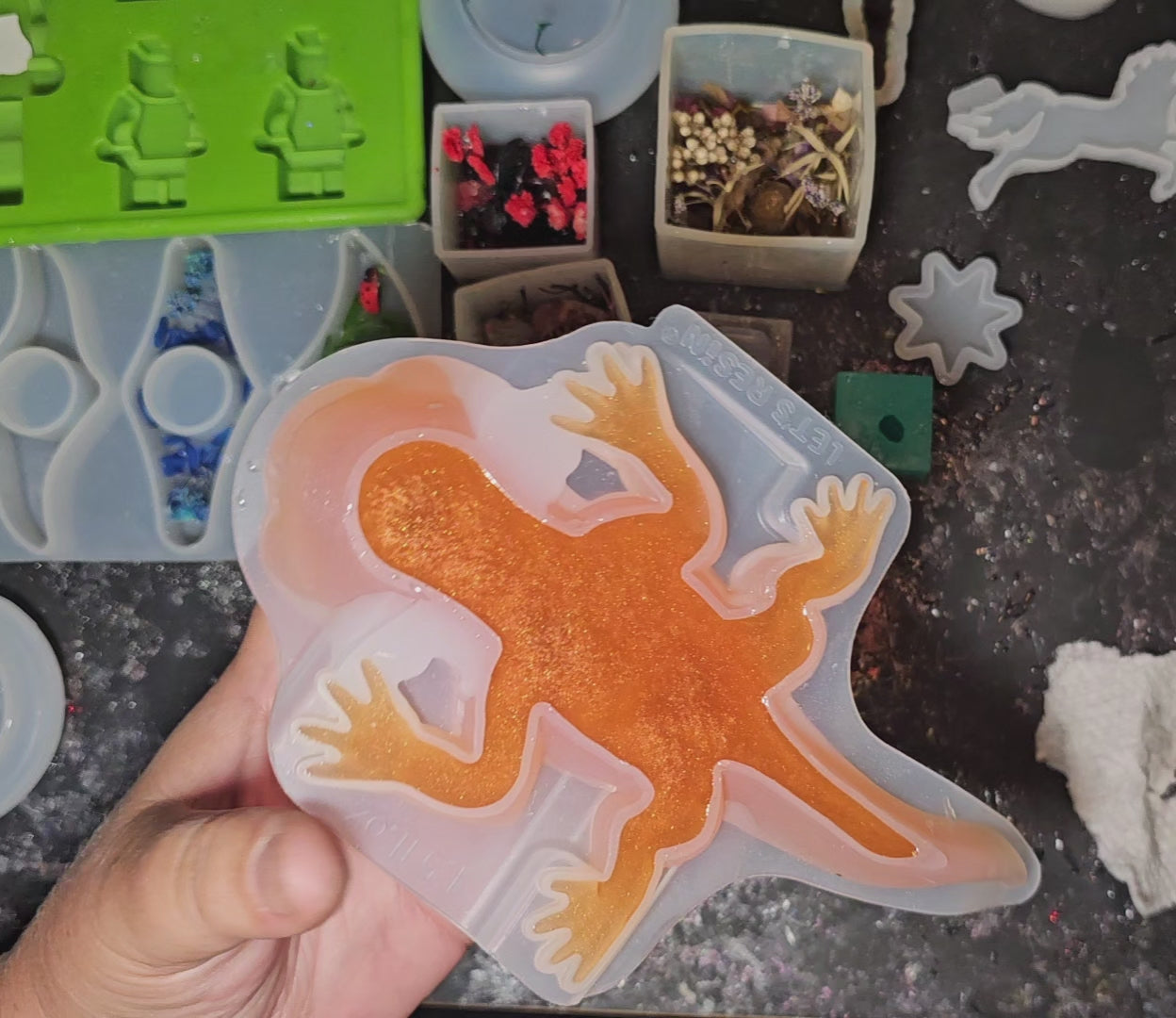Epoxy Resin Large Axolotl-Sunflowers