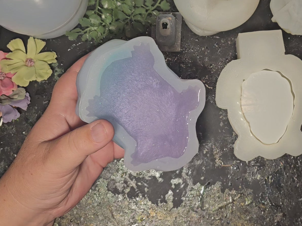 Epoxy Resin Axolotl Planter/Candleholder-Striped Purple/Pink, White, Teal, Lavender