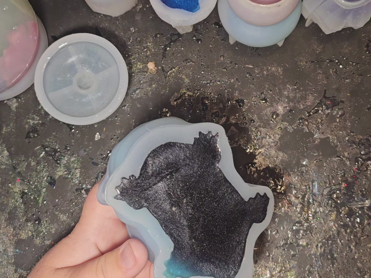 Epoxy Resin Axolotl Planter/Candleholder-Striped Blue, Purple, Teal, Black