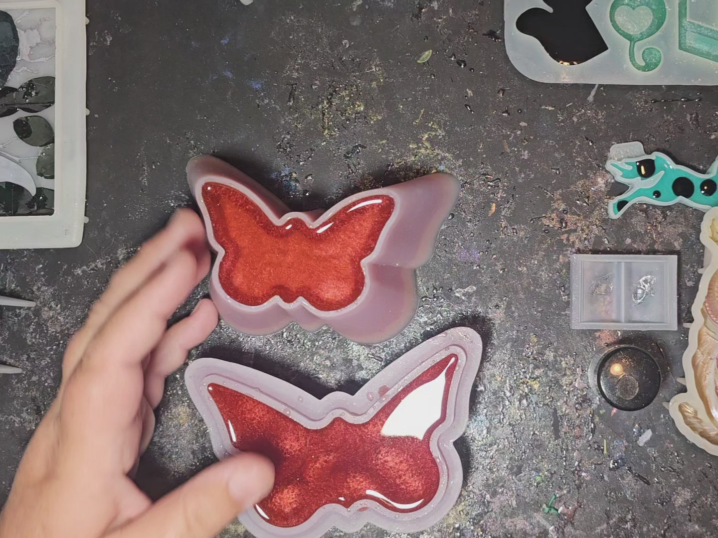 Epoxy Resin Butterfly Box-Red with Orange Stripe