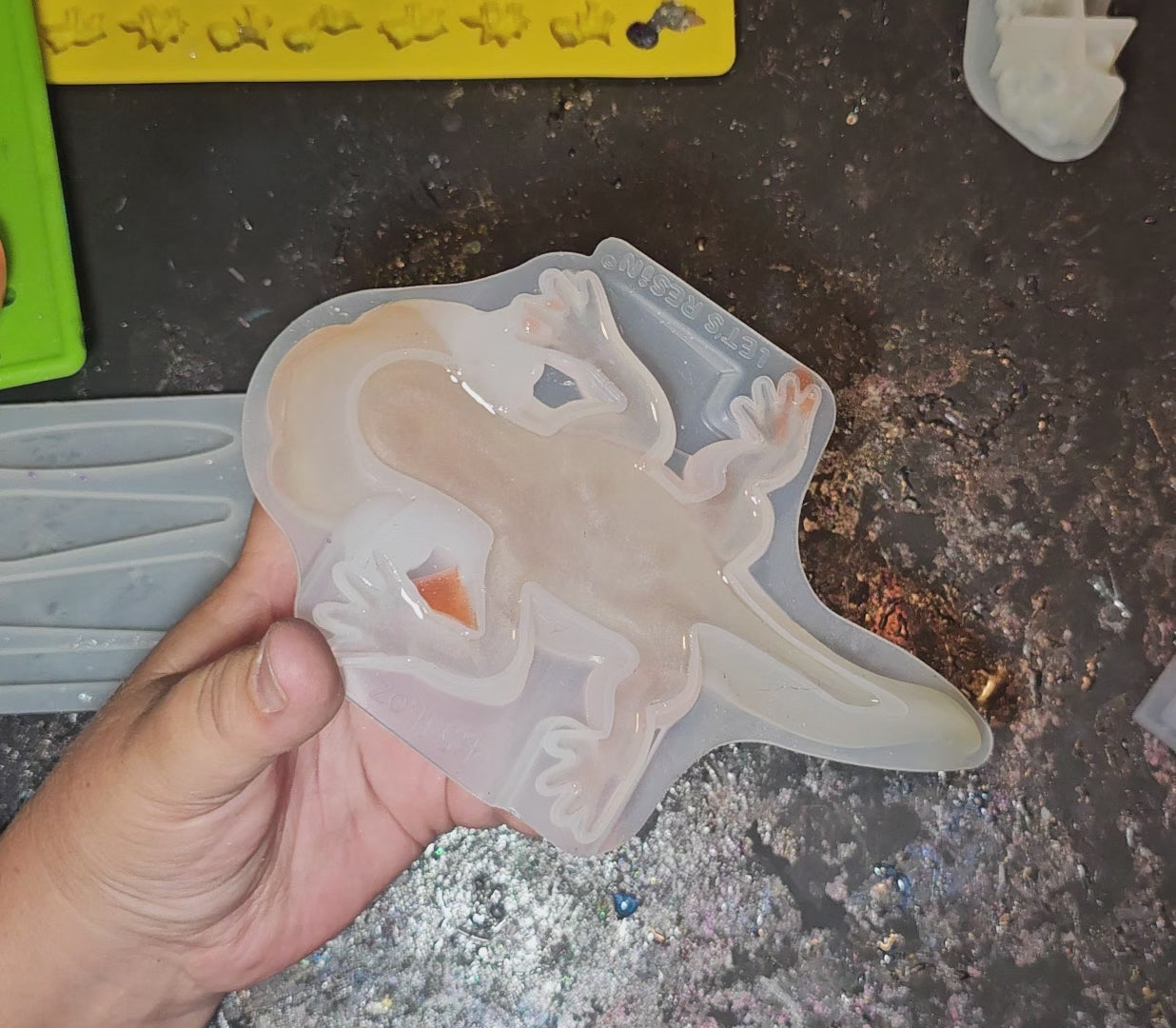 Epoxy Resin Large Axolotl-Sunrise Stripes